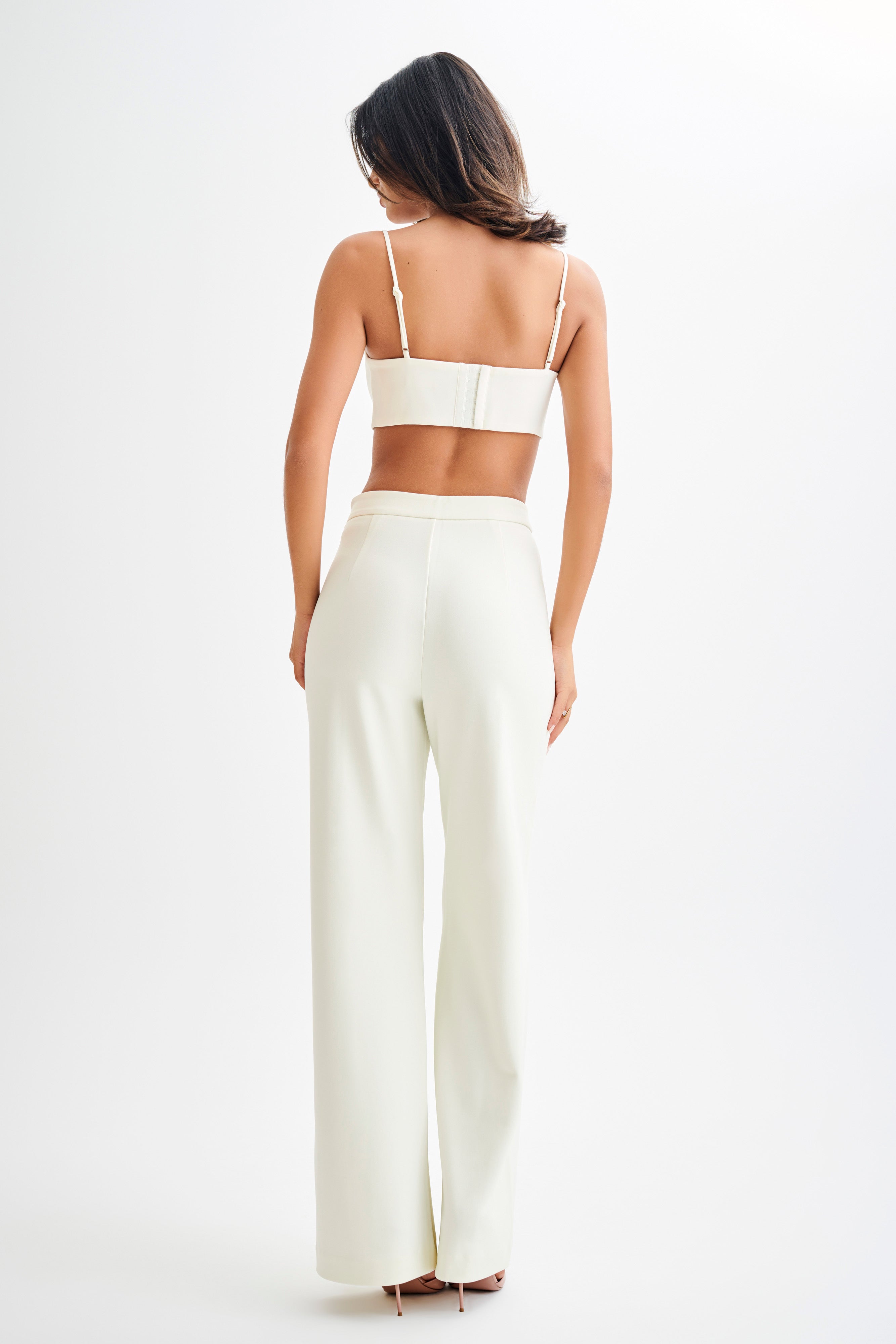 Antonia Pleated Wide Leg Pants - Ivory、mySite、solidvoid