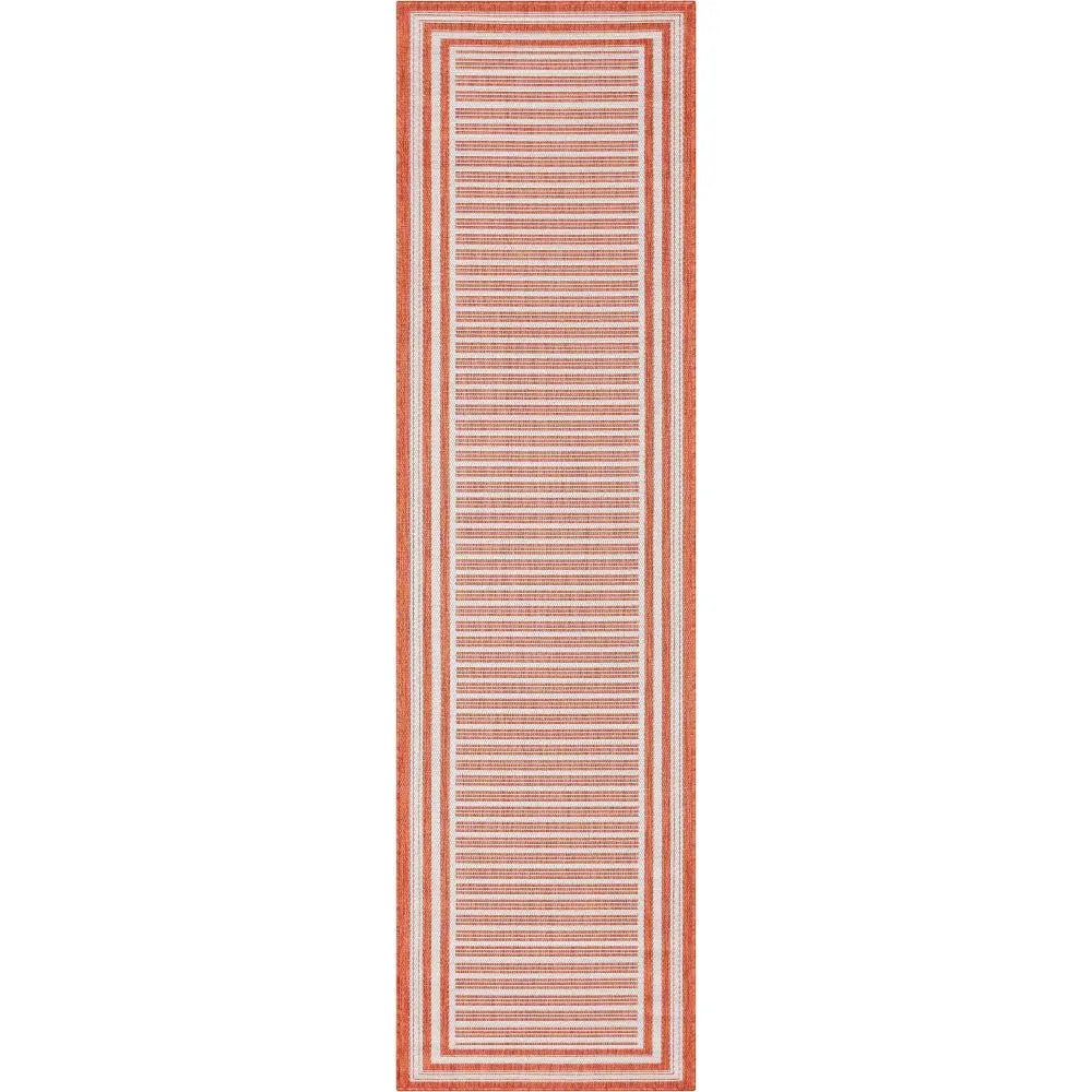 Frankie Modern Stripes Indoor/Outdoor Orange Textured 2'7 x 9'10 Runner Rug、mySite、gigharbornorthrealestate