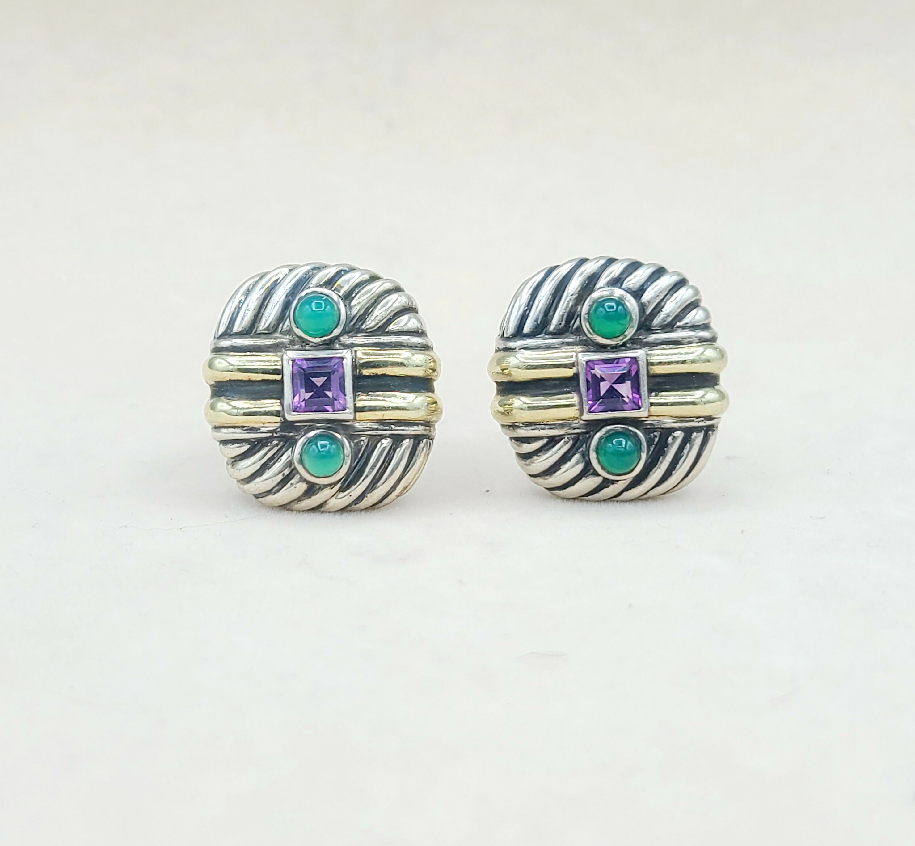 David Yurman Renaissance Earrings 鈥?Amethyst & Green Onyx、mySite、hinf8tx79
