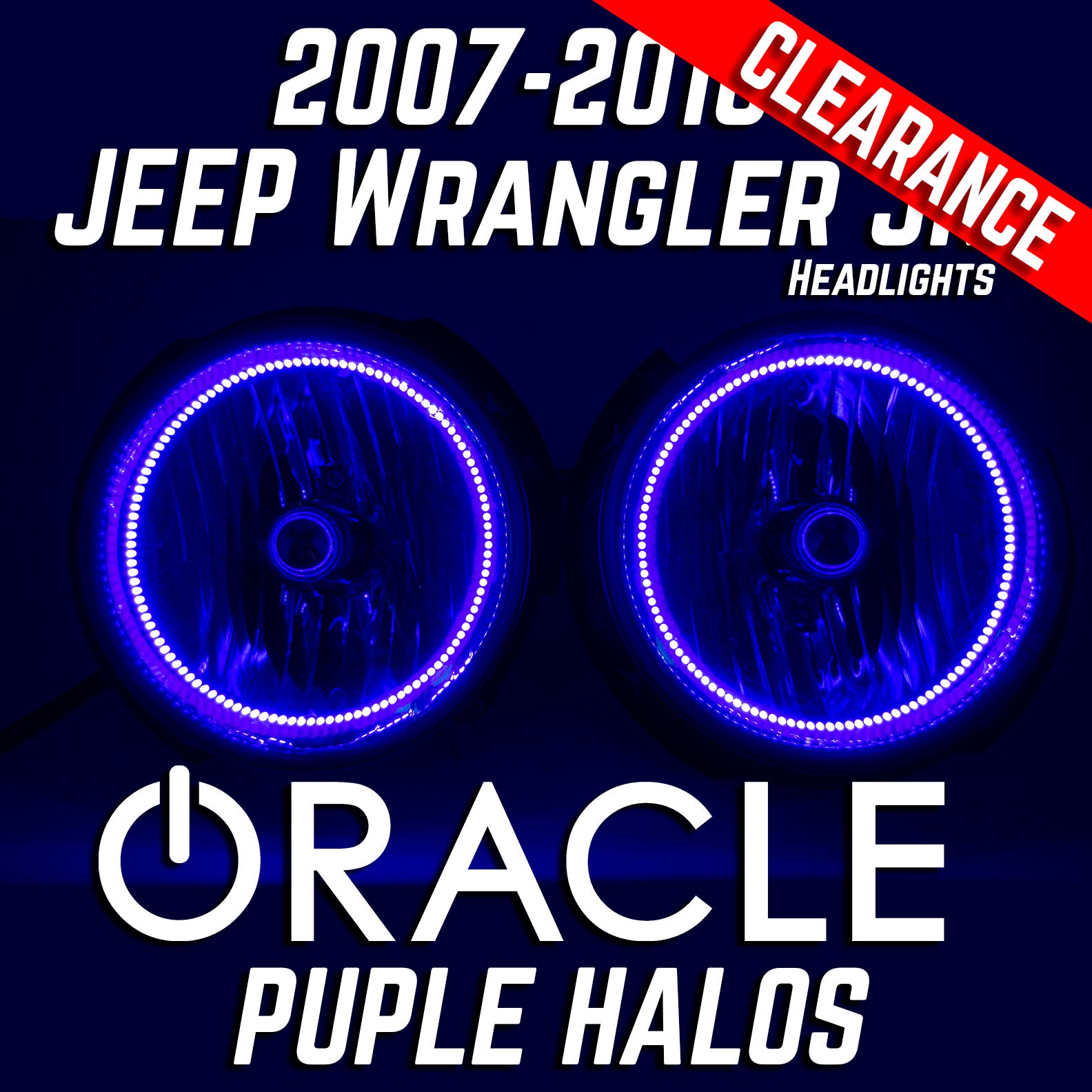 2007-16 Jeep Wrangler JK Headlights - ORACLE Purple/UV SMD Halos Pre-Installed、mySite、nflplayoffbracketp