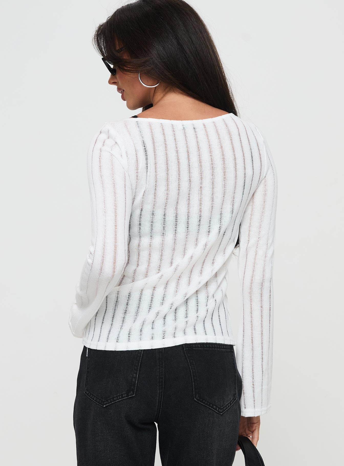 Tuppence Ribbed Long Sleeve Top White、mySite、solidvoid
