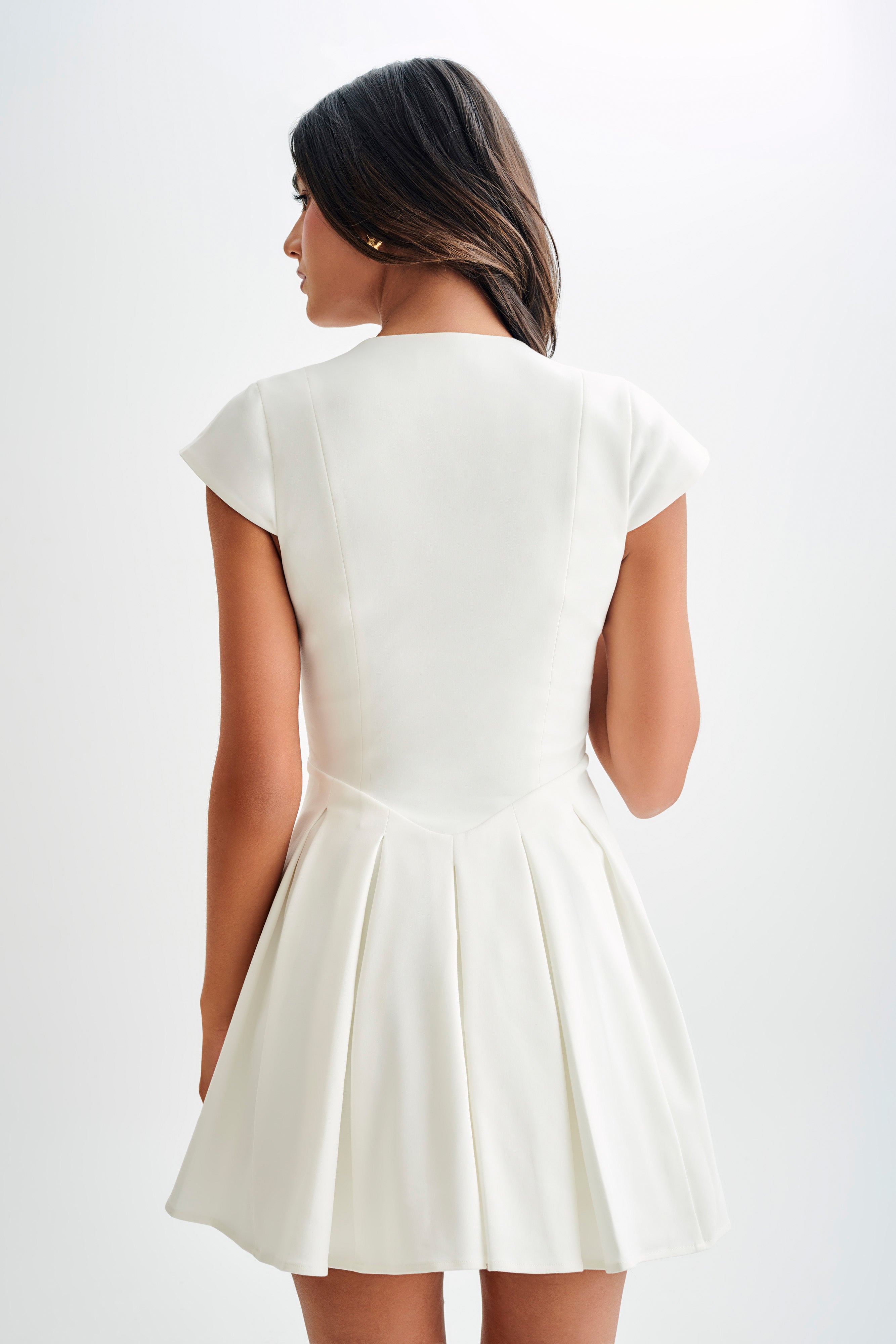 Keely Cotton Cap Sleeve Mini Dress - White、mySite、solidvoid