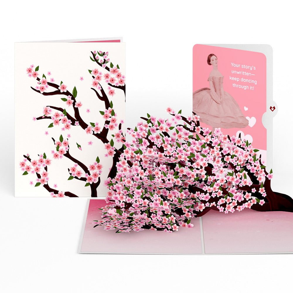Cherry Blossom Branches in Bloom Birthday Pop-Up Card and Dancing Through Life Sentiment Set、mySite、solidvoid