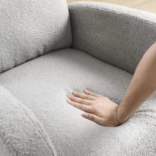 Video Welike 27.6"W Modern Accent High Backrest Living Room Lounge Arm Rocking Chair, Two Side Pocket ,Teddy White (Ivory)、、casual