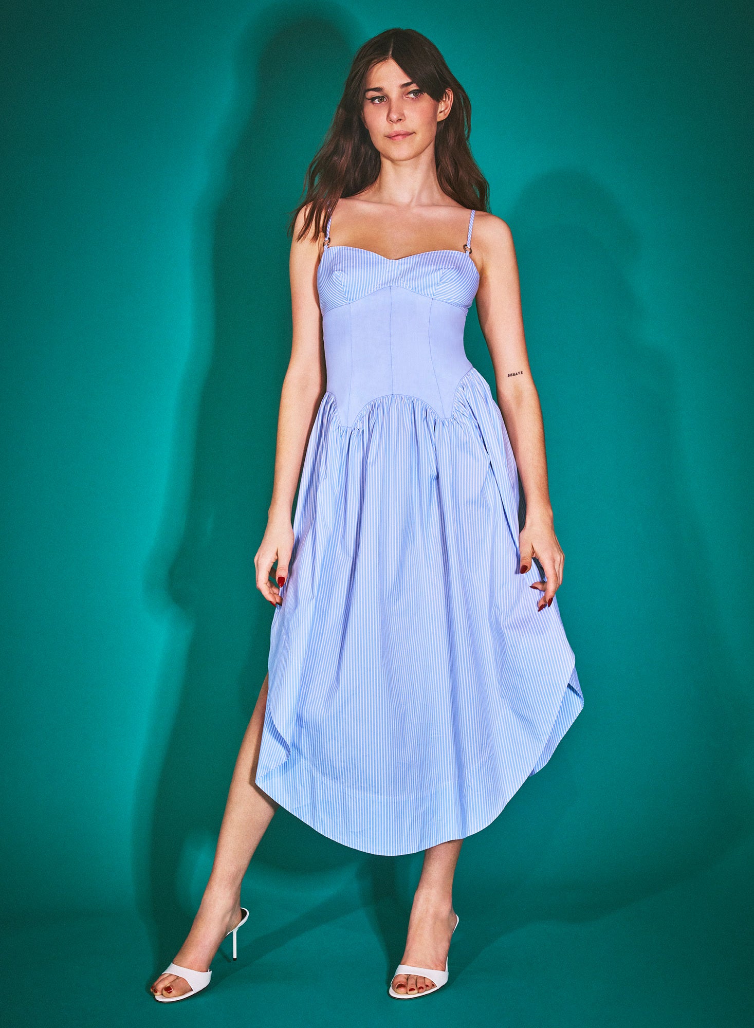 Poplin Cupped Midi Dress、mySite、bengalsvssteelers