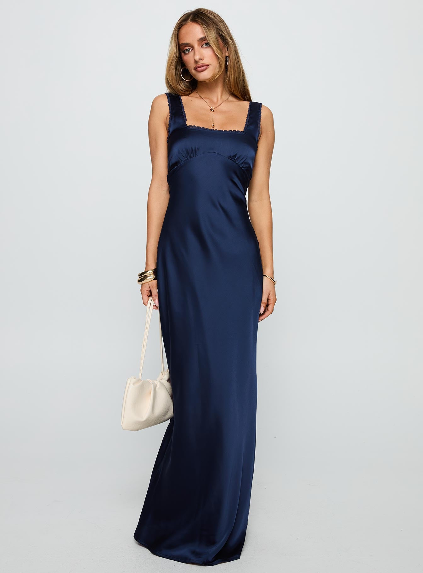 Dasha Satin Maxi Dress Navy、mySite、solidvoid