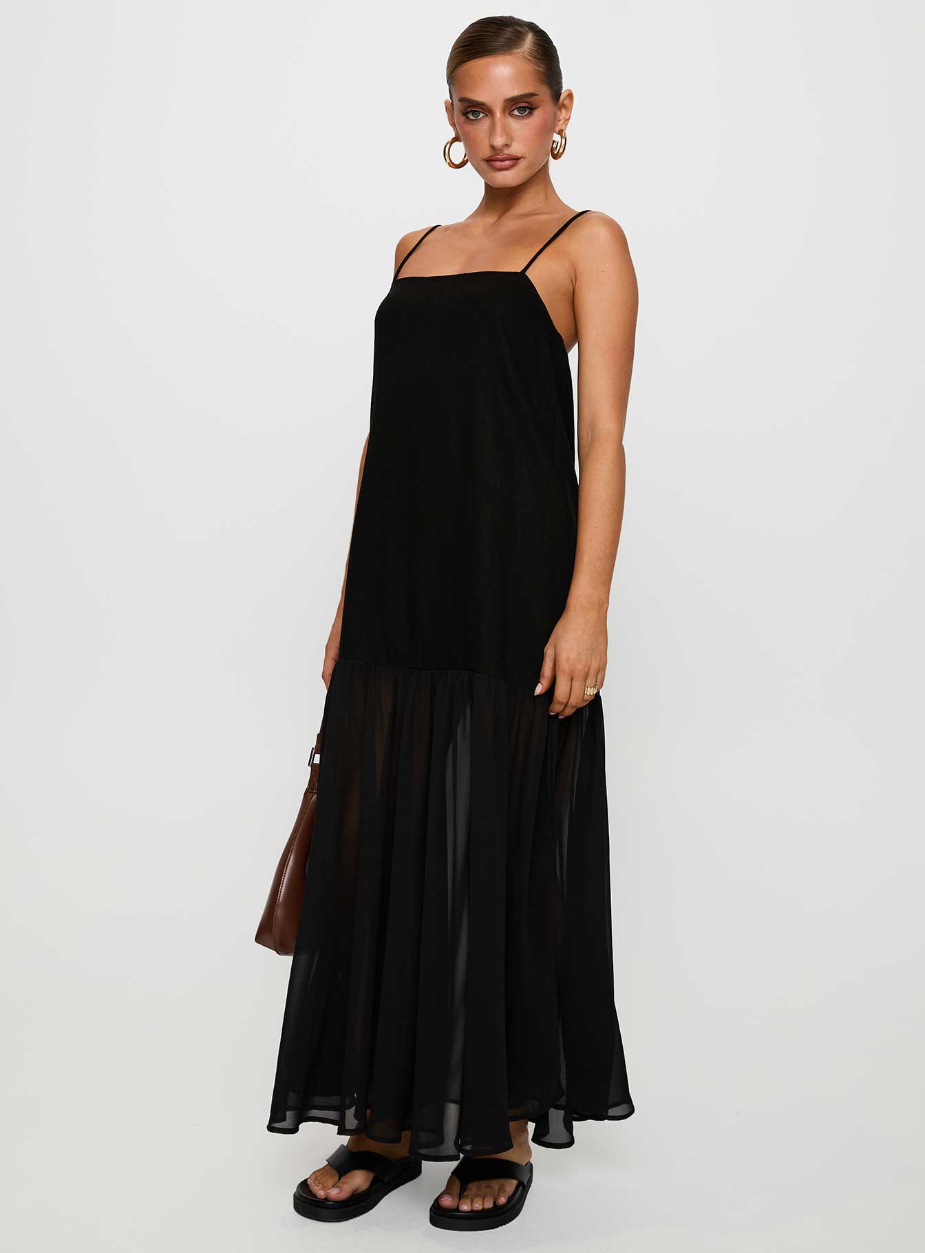 Iskra Drop Waist Maxi Dress Black、mySite、solidvoid