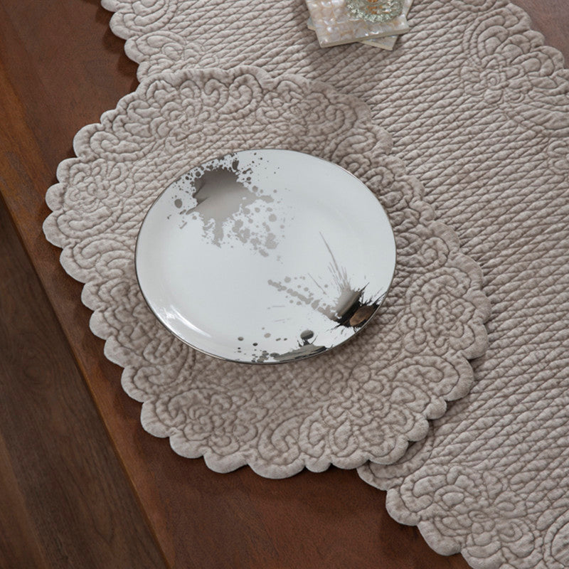 Cotton Dining Mat Set | Table Runner & Placemats | Beige | Set of 9、mySite、camillekostekn