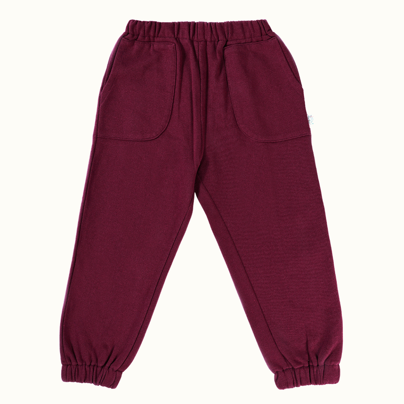 Cotton Terry Sweat Pants | Maroon & Creme | Set of 2、mySite、camillekostekn