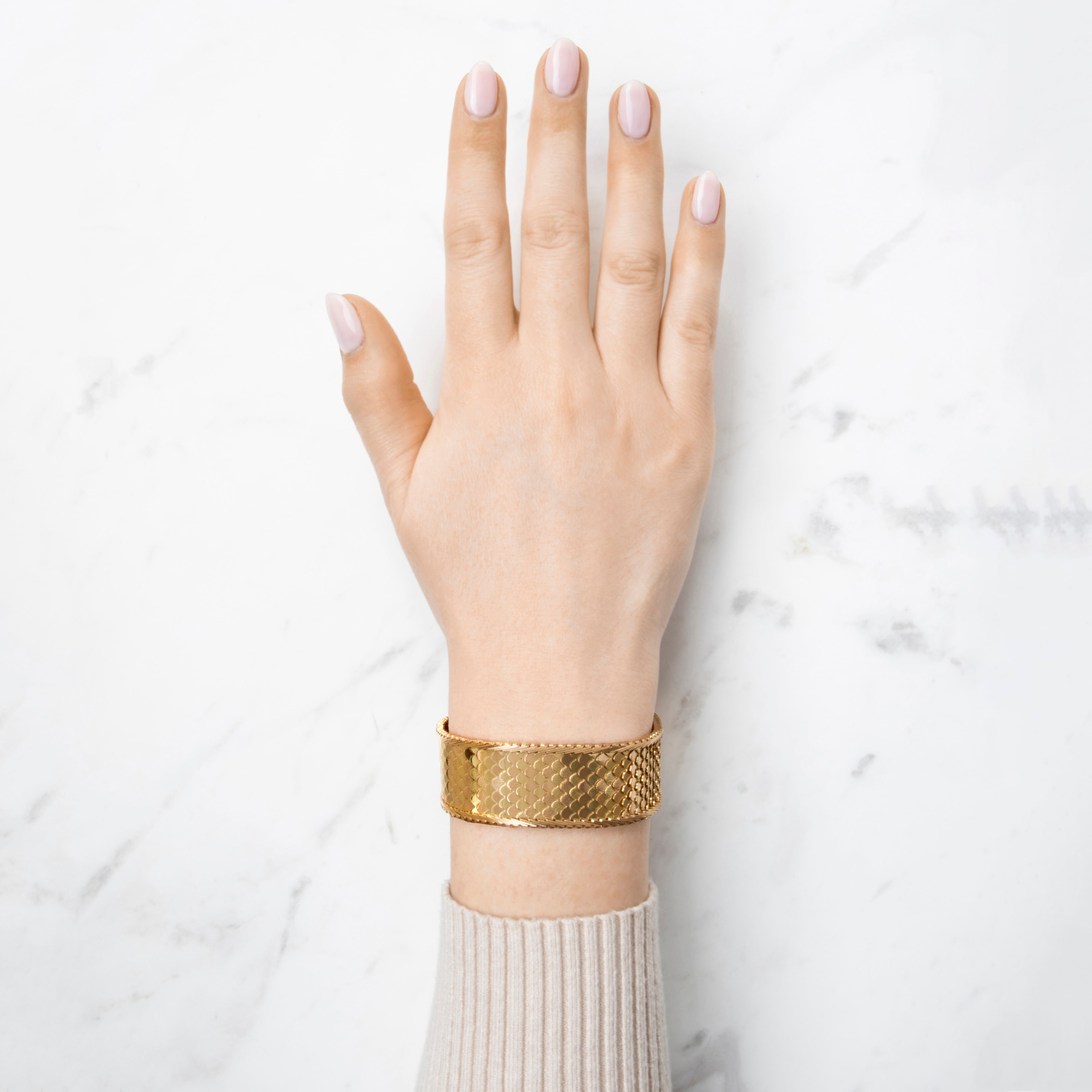 Vintage Heavy 18k Yellow & Rose Gold Stunning Sinuous Fish Scale Bracelet 7、mySite、hinf8tx79