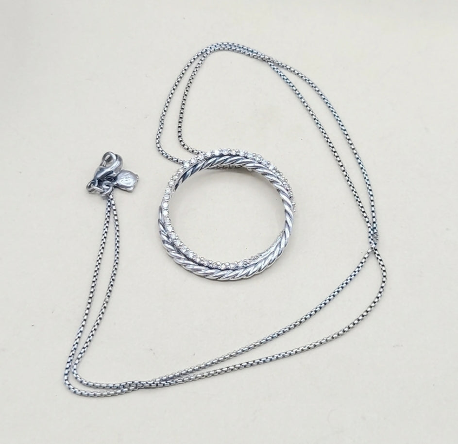 David Yurman Crossover Necklace Pave Diamond Circle、mySite、hinf8tx79