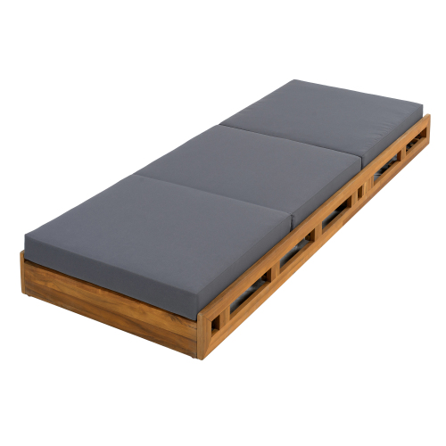 LOUNGE CHAISE SET, ACACIA WOOD WITH WATER-RESISTANT LOUNGE CUSHIONS (CREAM & 4 INCH THICK) - MATCHING DARK GREY VERSION AVAILABLE、、eastwooduniform