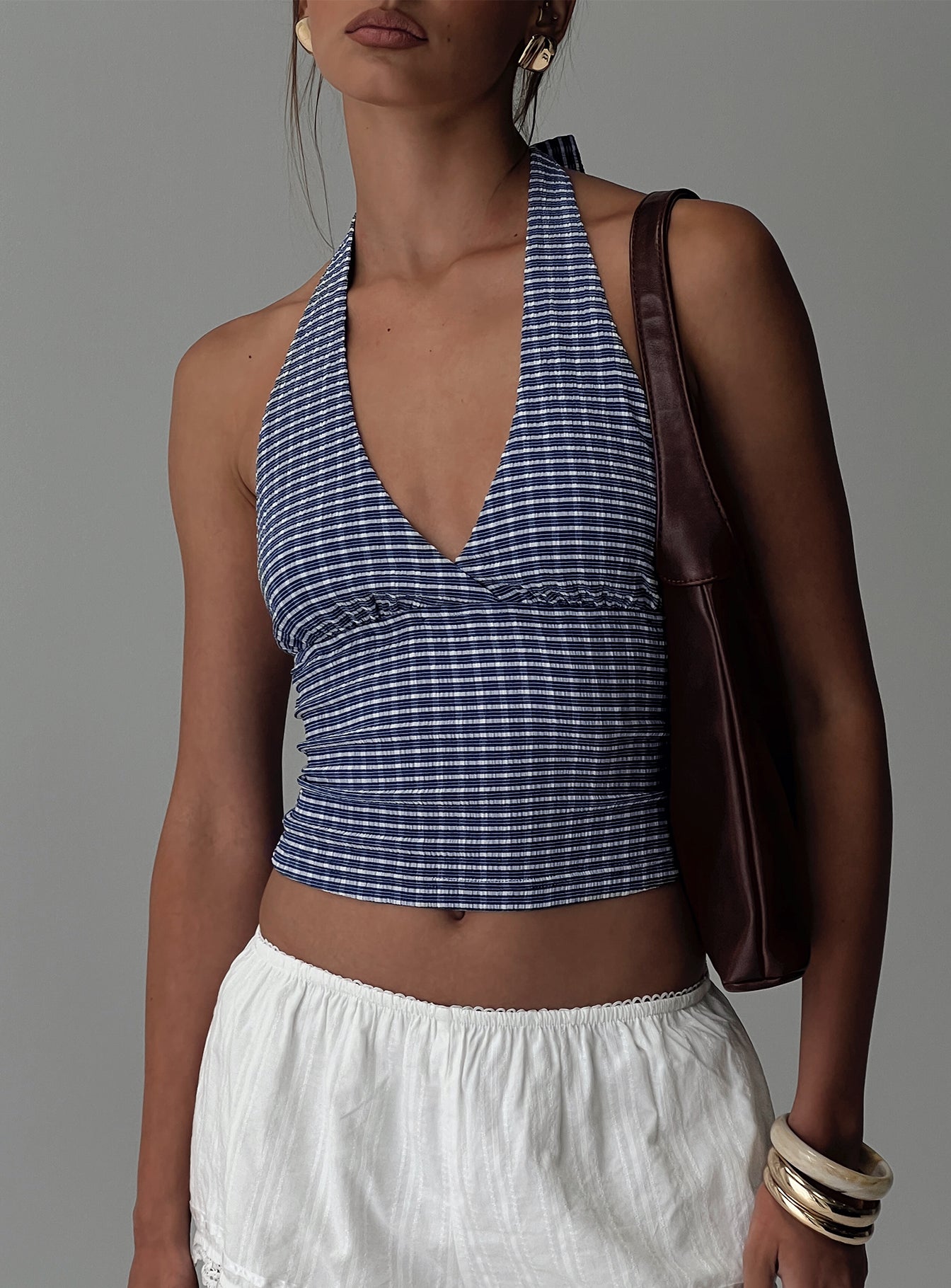 Whimsy Halter Top Navy Gingham、mySite、solidvoid