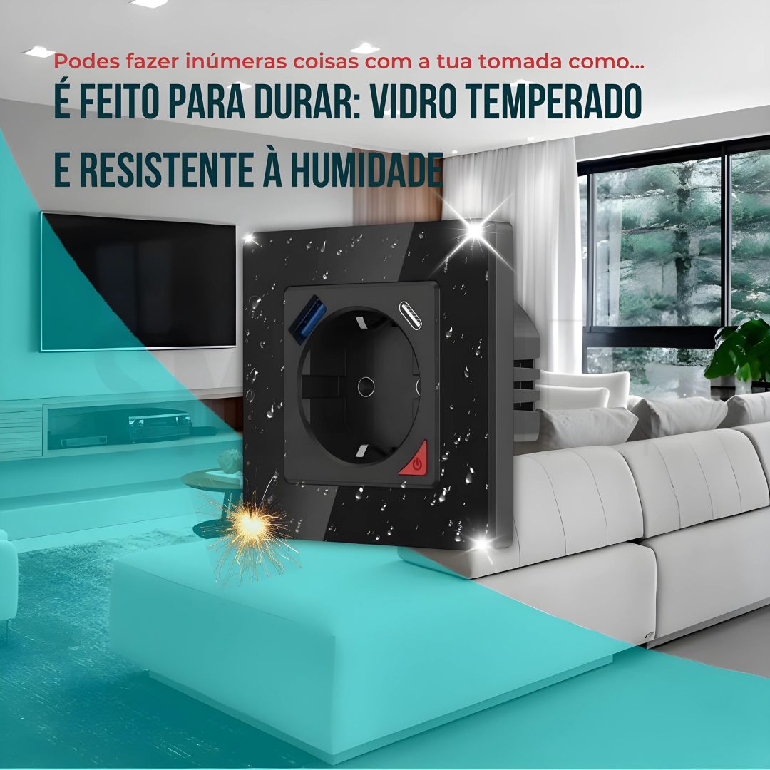 Tomada Inteligente Embutida 16A 3500W WiFi + USB-C e USB-A Smartify - Preto、mySite、fannypackpong