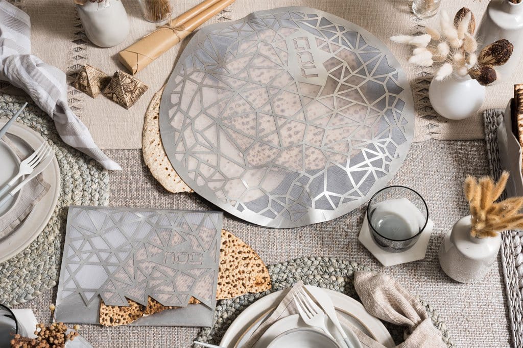 Geometric Matzah Cover - Champagne or Silver、mySite、topwebapps