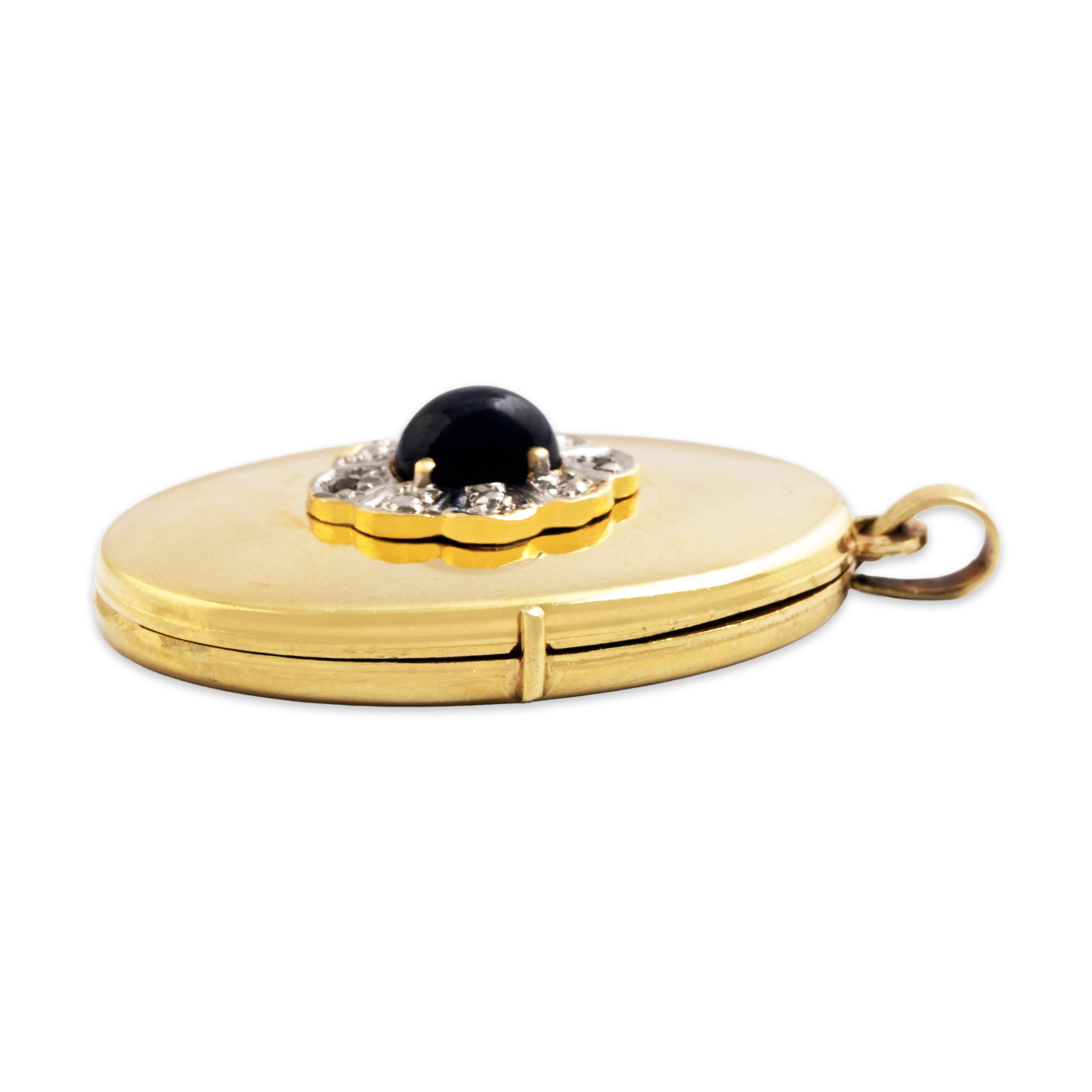 Vintage Large 14k Yellow Gold Blue Sapphire Diamond Lovely Locket Pendant、mySite、hinf8tx79