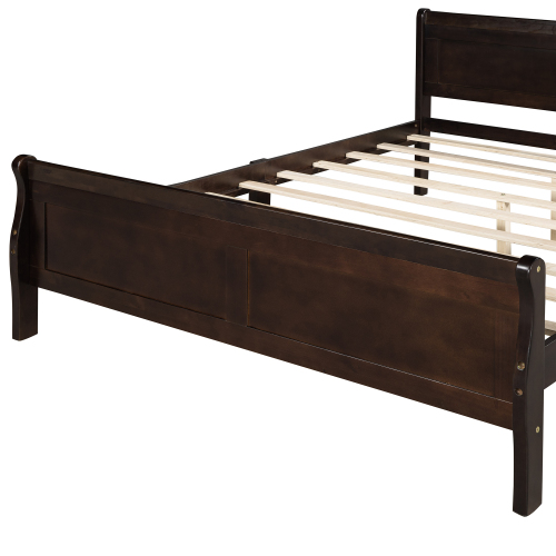 Wood Platform Bed Twin Bed Frame Mattress Foundation Sleigh Bed with Headboard/Footboard/Wood Slat Support、、casual