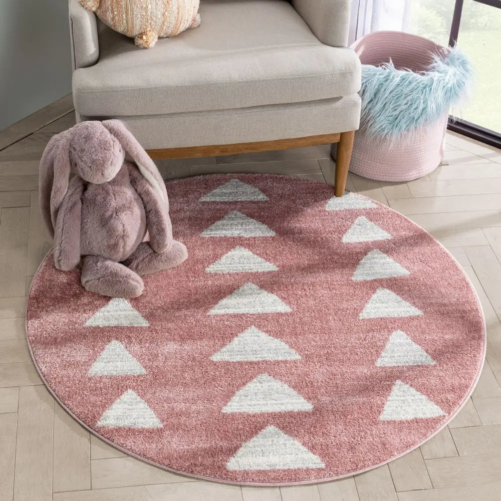 Triangles Modern Geometric Pattern Pink Kids Rug、mySite、gigharbornorthrealestate