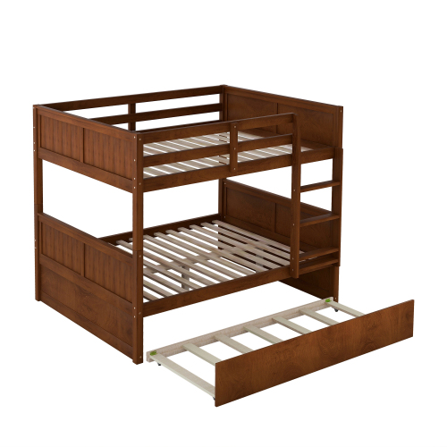 Full Over Full Bunk Bed with Twin Size Trundle, White ( old sku: LP000250AAK )、、casual