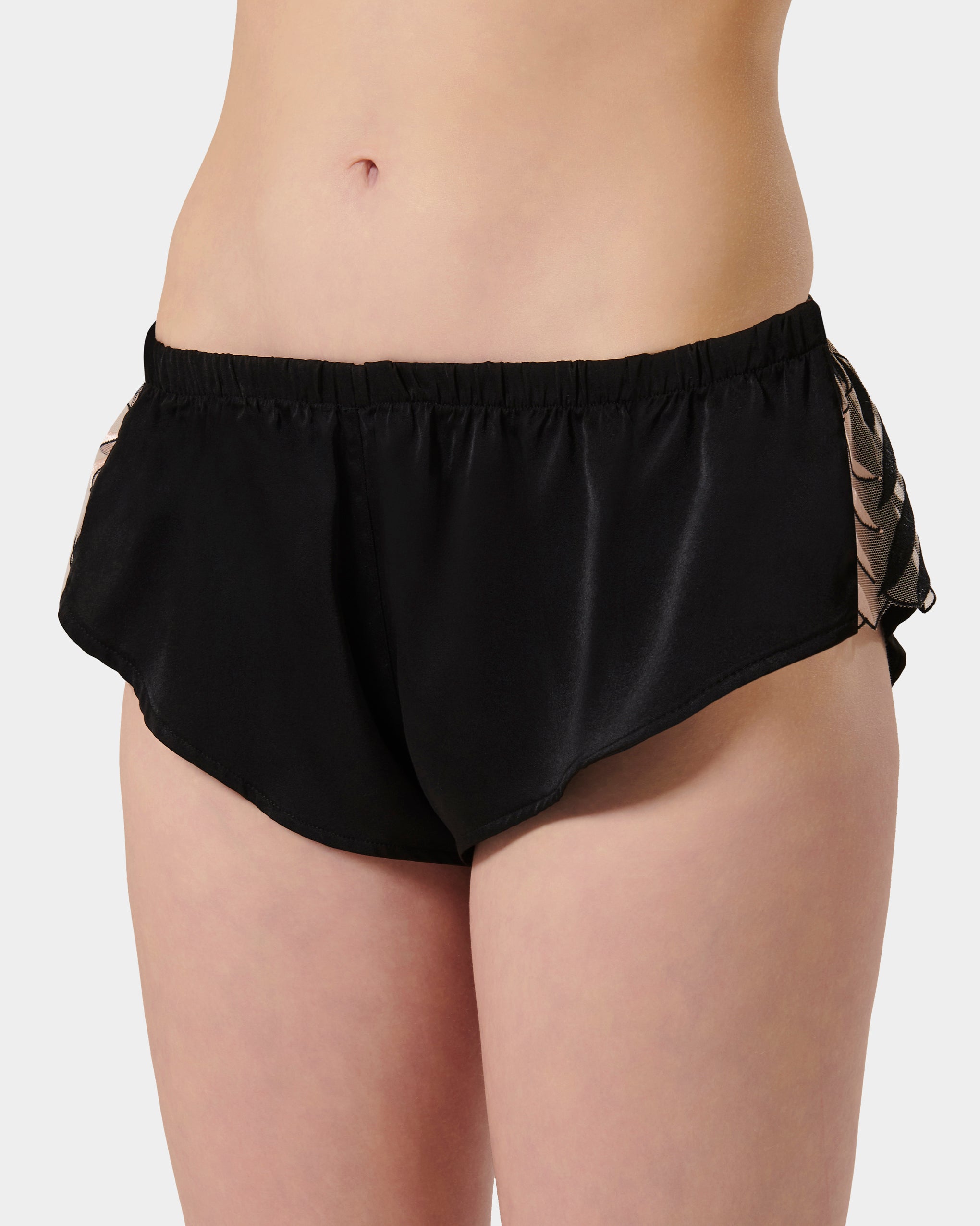 Katerine Luxury Satin Cami and Short Set Black/Pearl/Sheer、mySite、bengalsvssteelers