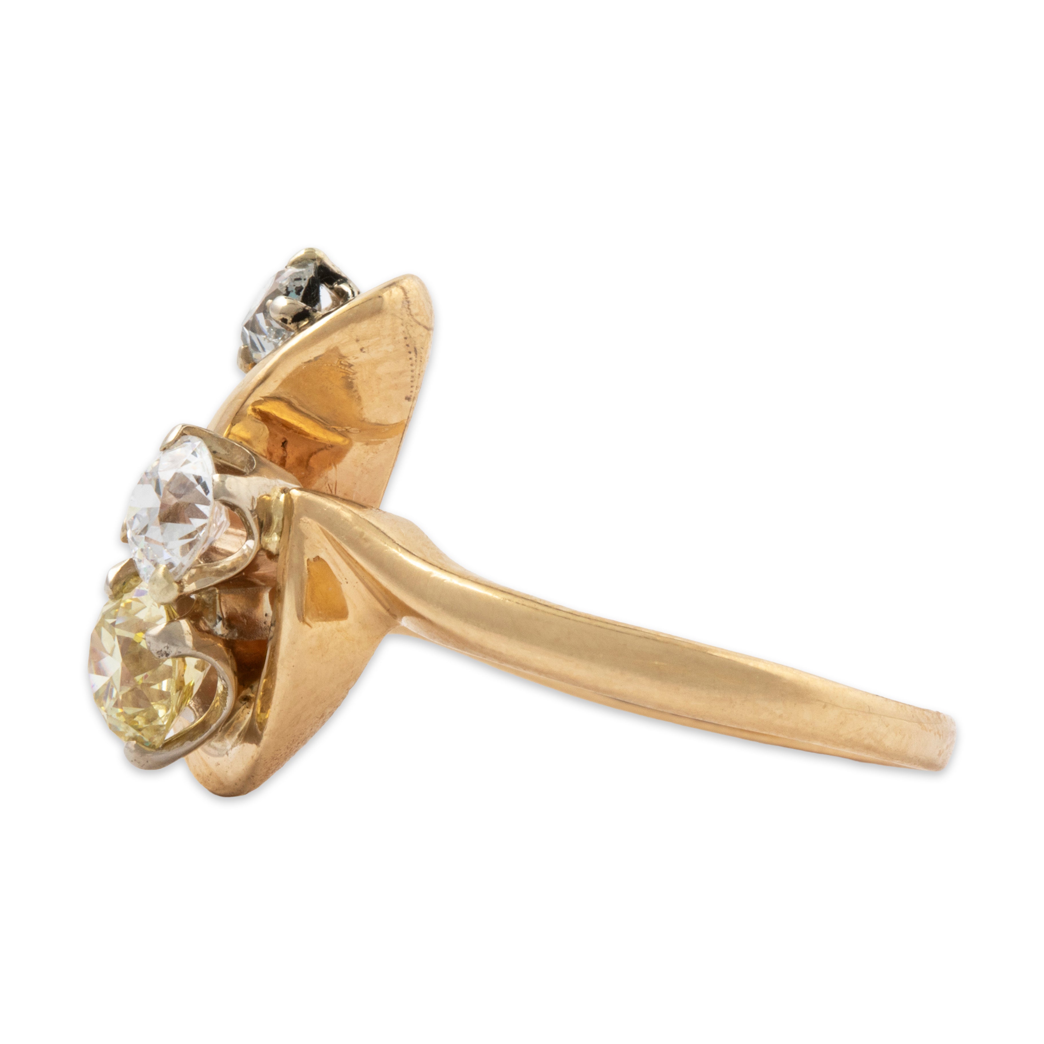 Vintage 14k Yellow Gold 1.04cttw Yellow & White Diamond River Of Light Ring 6.25、mySite、hinf8tx79