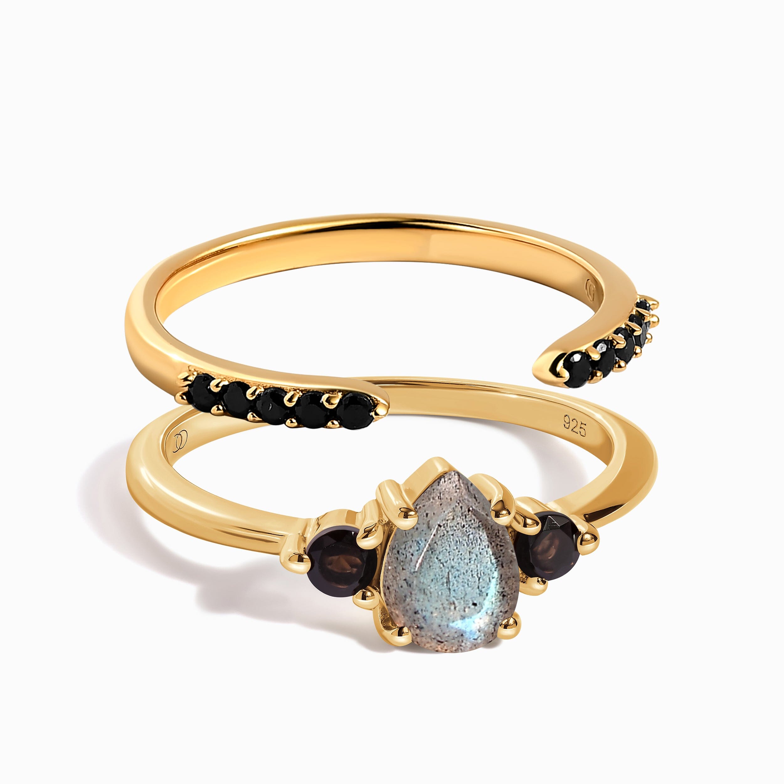 Black Obsidian Labradorite Lania Ring & Black Spinel Twinkling Band、mySite、hinf8tx79