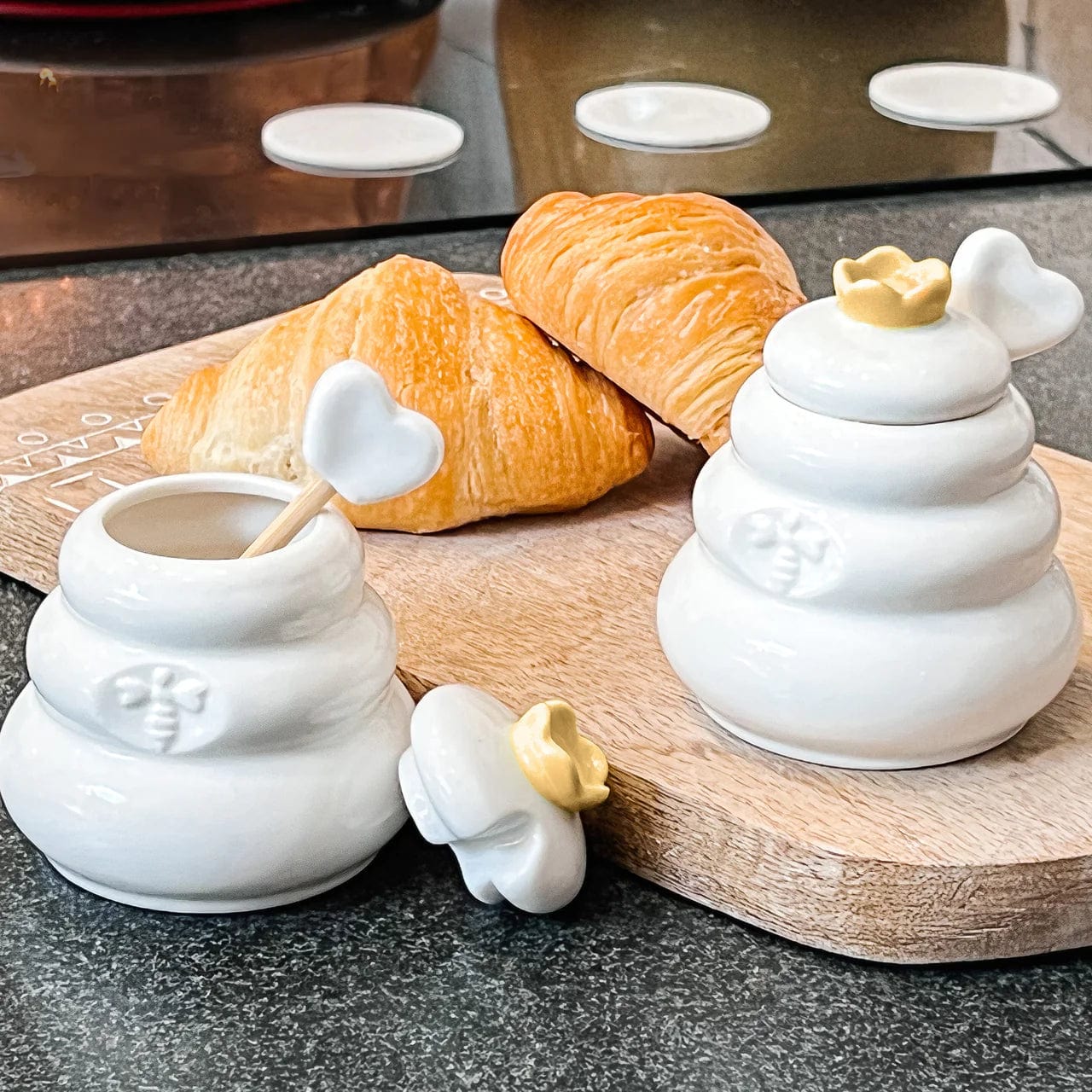 Bee Hive Ceramic Mini Honey Jar and Dipper Set - Set of 2、mySite、topwebapps