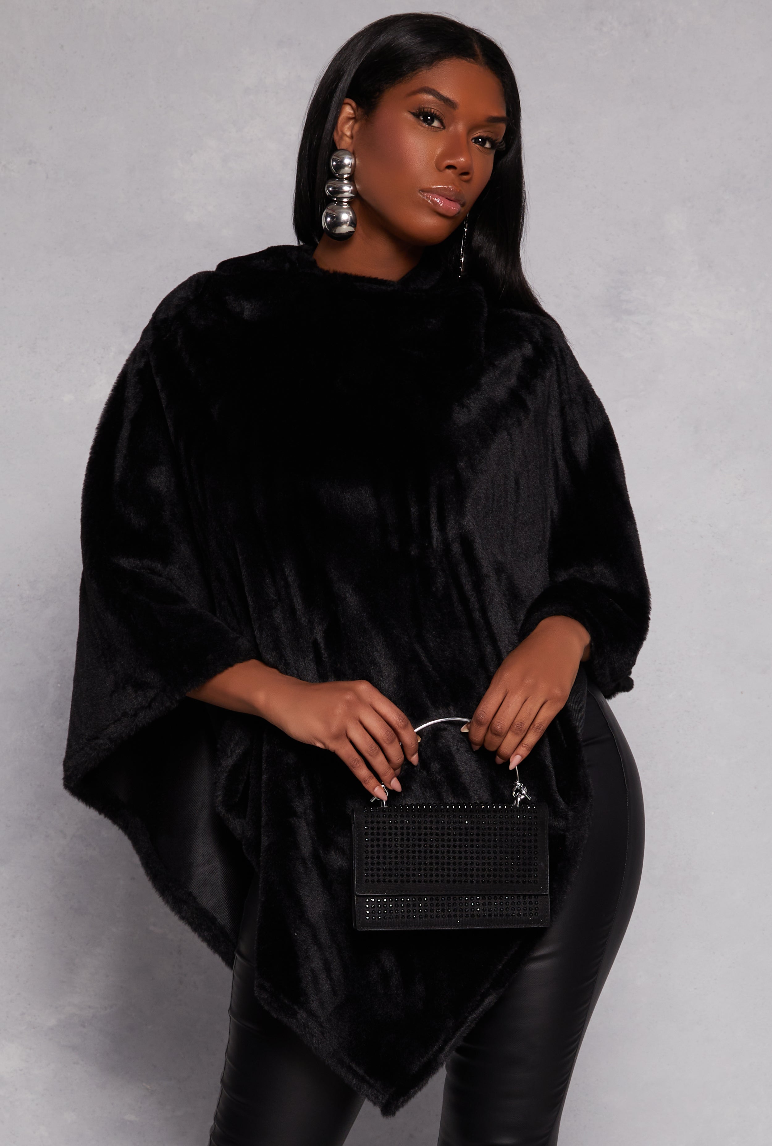 Faux Fur Hooded Poncho、mySite、camillekostekn