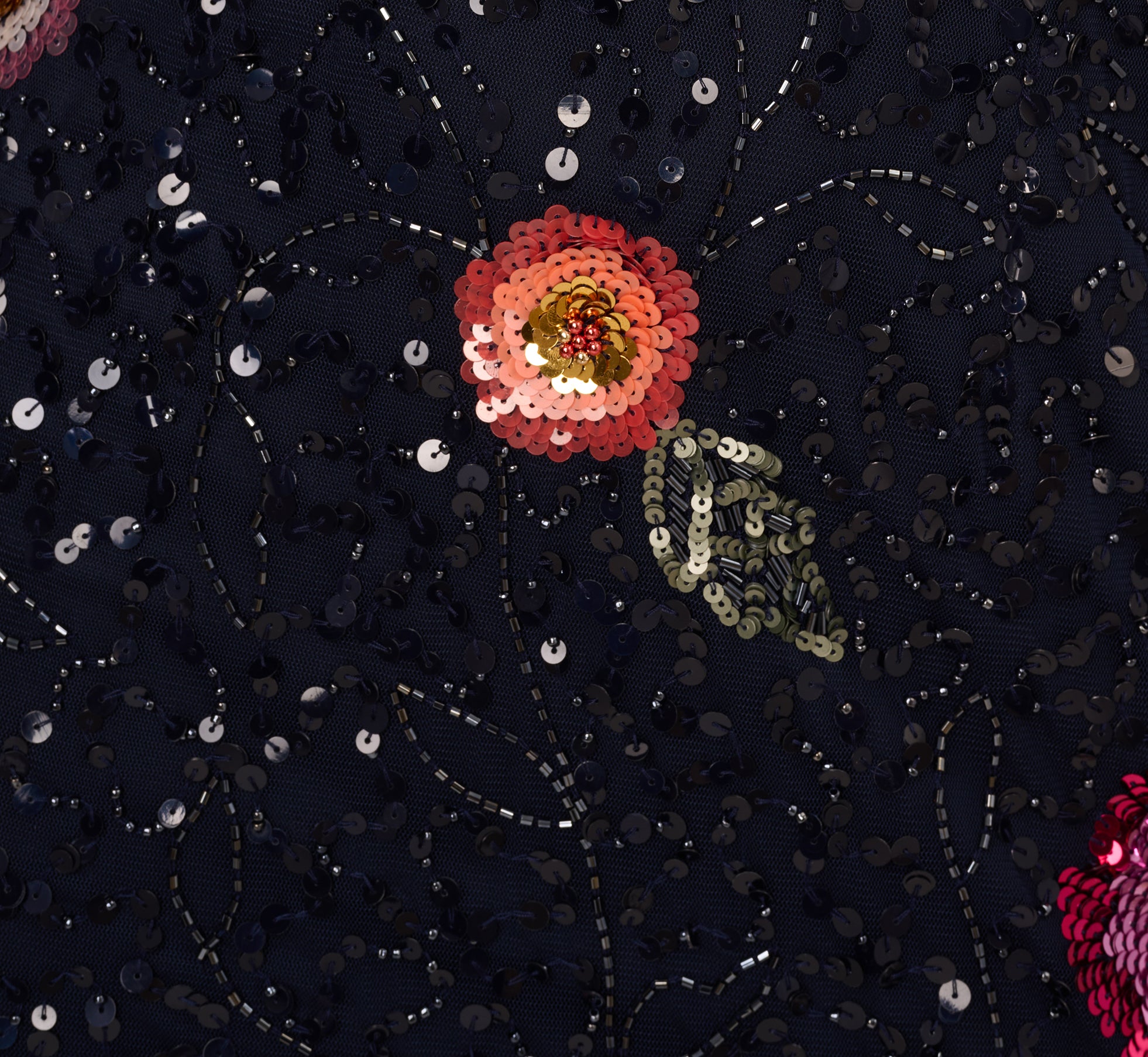 One Shoulder Floral Bead Dress In Navy Multi、mySite、solidvoid