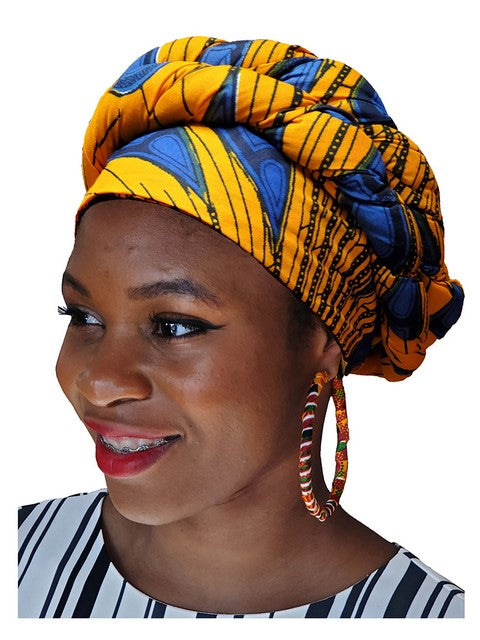 Peacock African Print Pre-Tied Modu Ankara Hat-DP3816PT、mySite、solidvoid