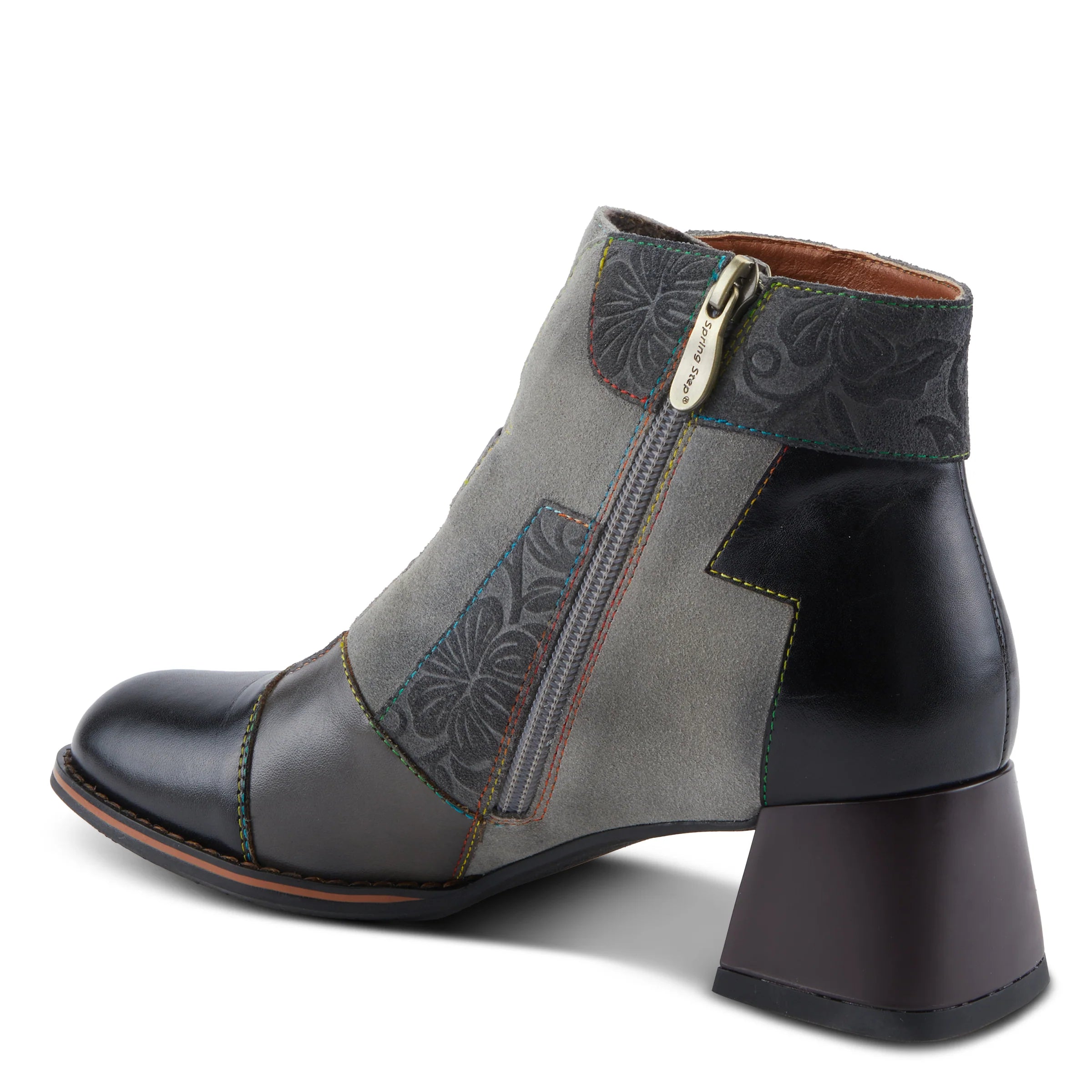  L'Artiste by Spring Step Women's Copine Chunky Heel Bootie - Black Multi、mySite、preschool7hills