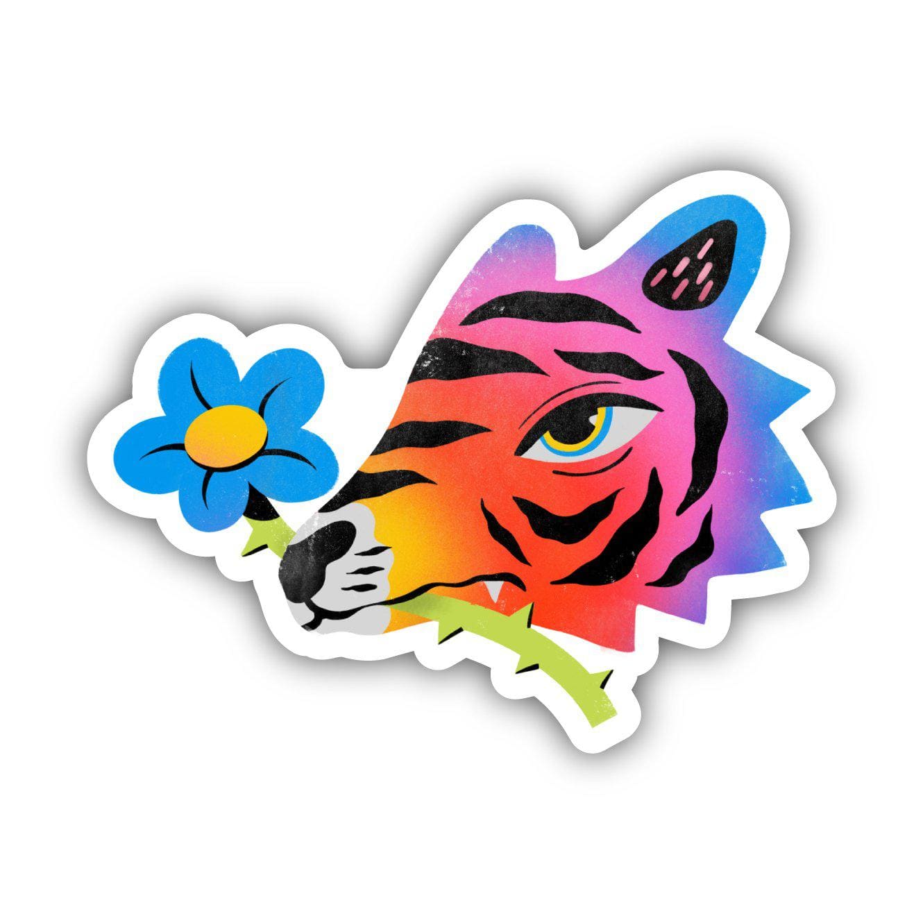  Tiger & Flower Sticker - Multicolor、mySite、ghnorth