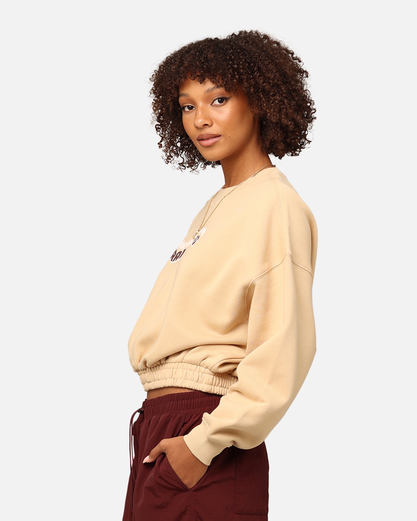 Mitchell & Ness Women's Los Angeles Raiders Dazed Cropped Crewneck Warm Sand、mySite、zt4zffjzw