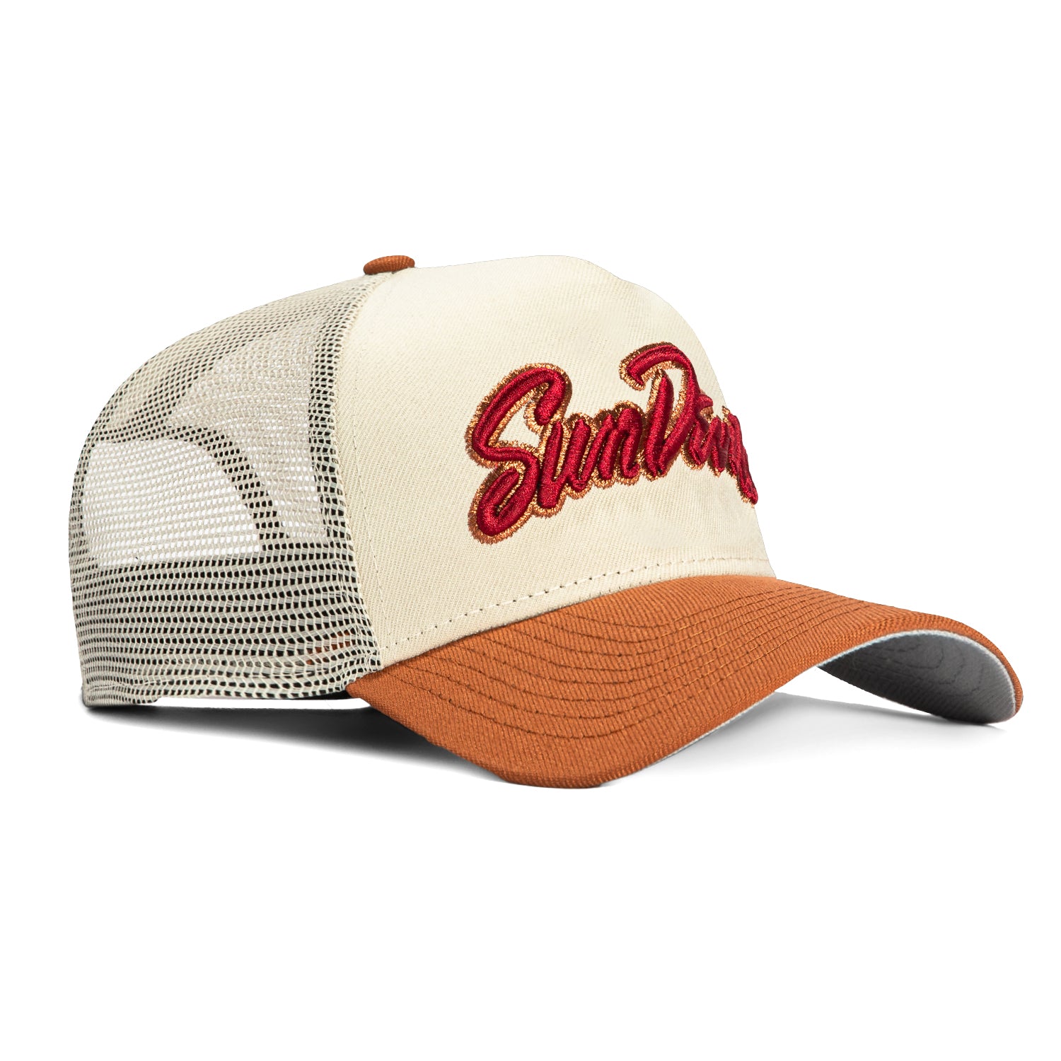 New Era 9Forty A-Frame Arizona State Sun Devils Snapback Trucker Script Hat - Stone, Brown、mySite、vikingsvslions