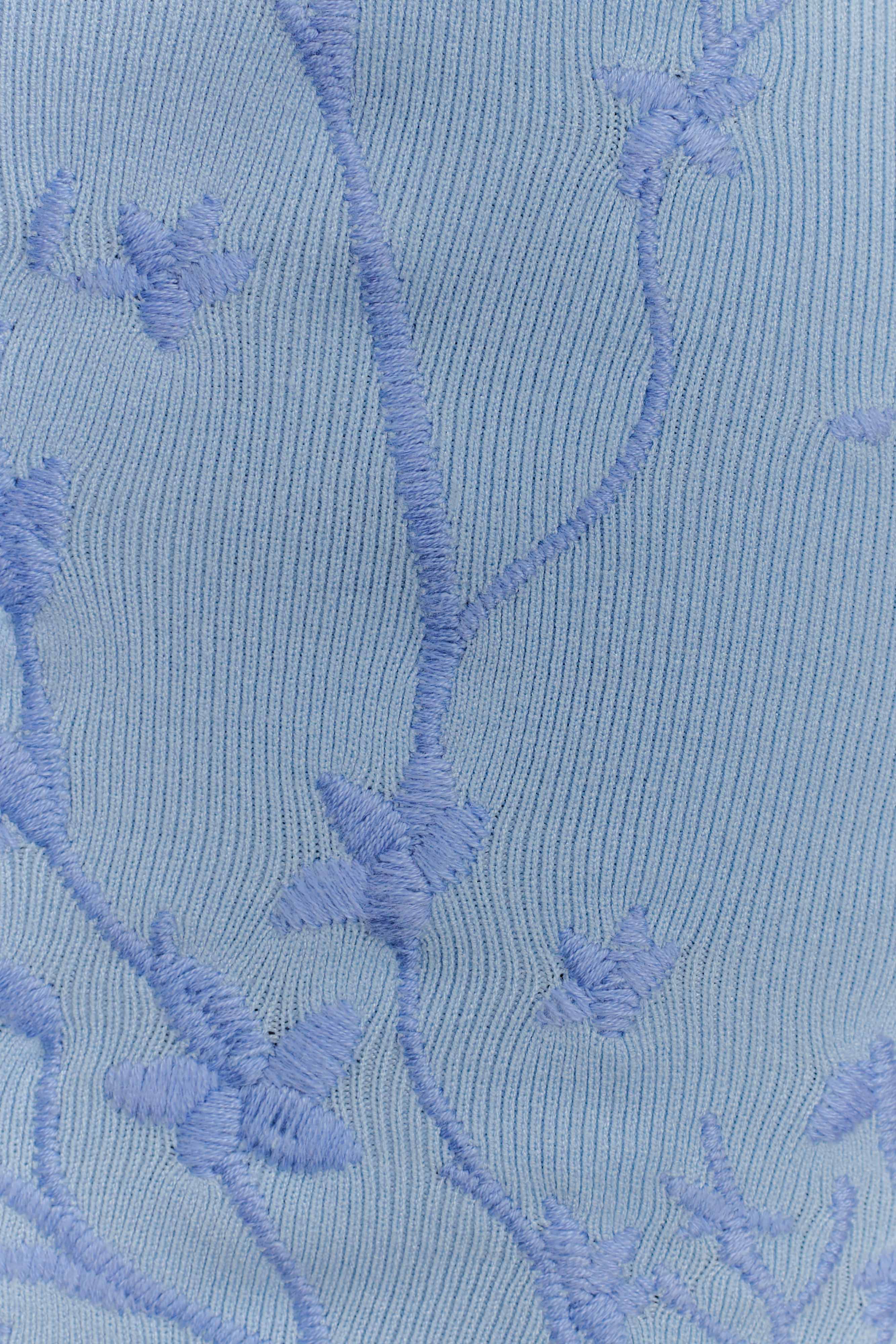 Mallory Off Shoulder Embroidered Knit Mini Dress - Ice Blue、mySite、solidvoid