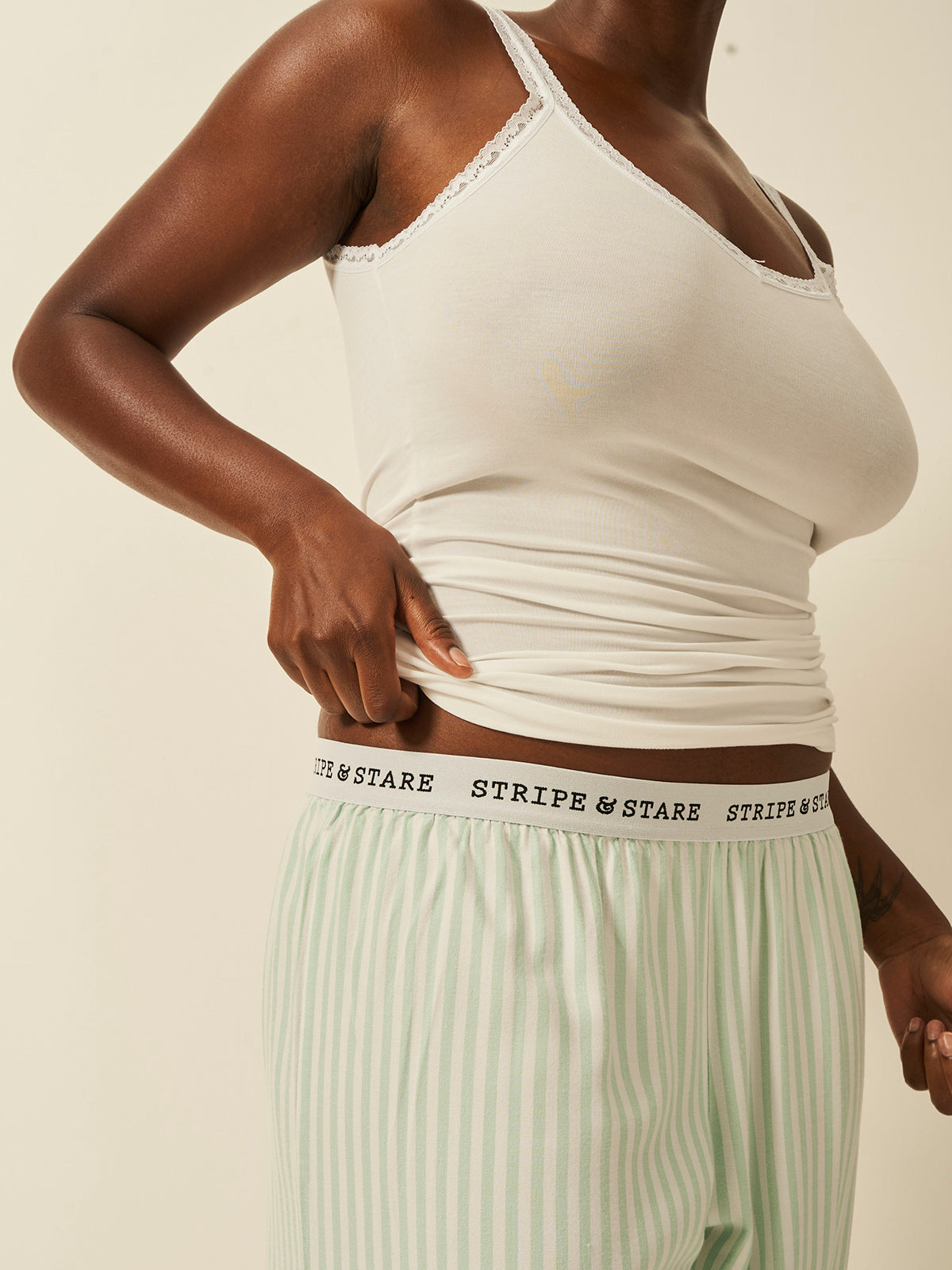 Soft Brushed Woven Pyjama Bottoms - Opal Stripe、mySite、bengalsvssteelers