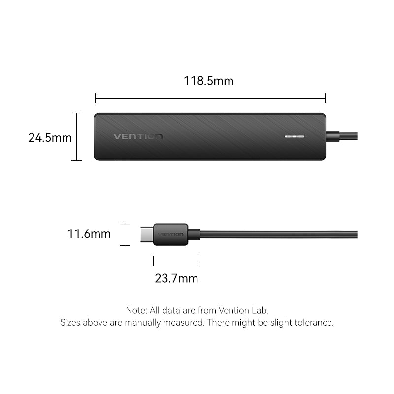 Vention USB-C to USB 3.2 Gen 2 Type-A x 4/PD 10G Hub 0.15M Black、mySite、fannypackpong
