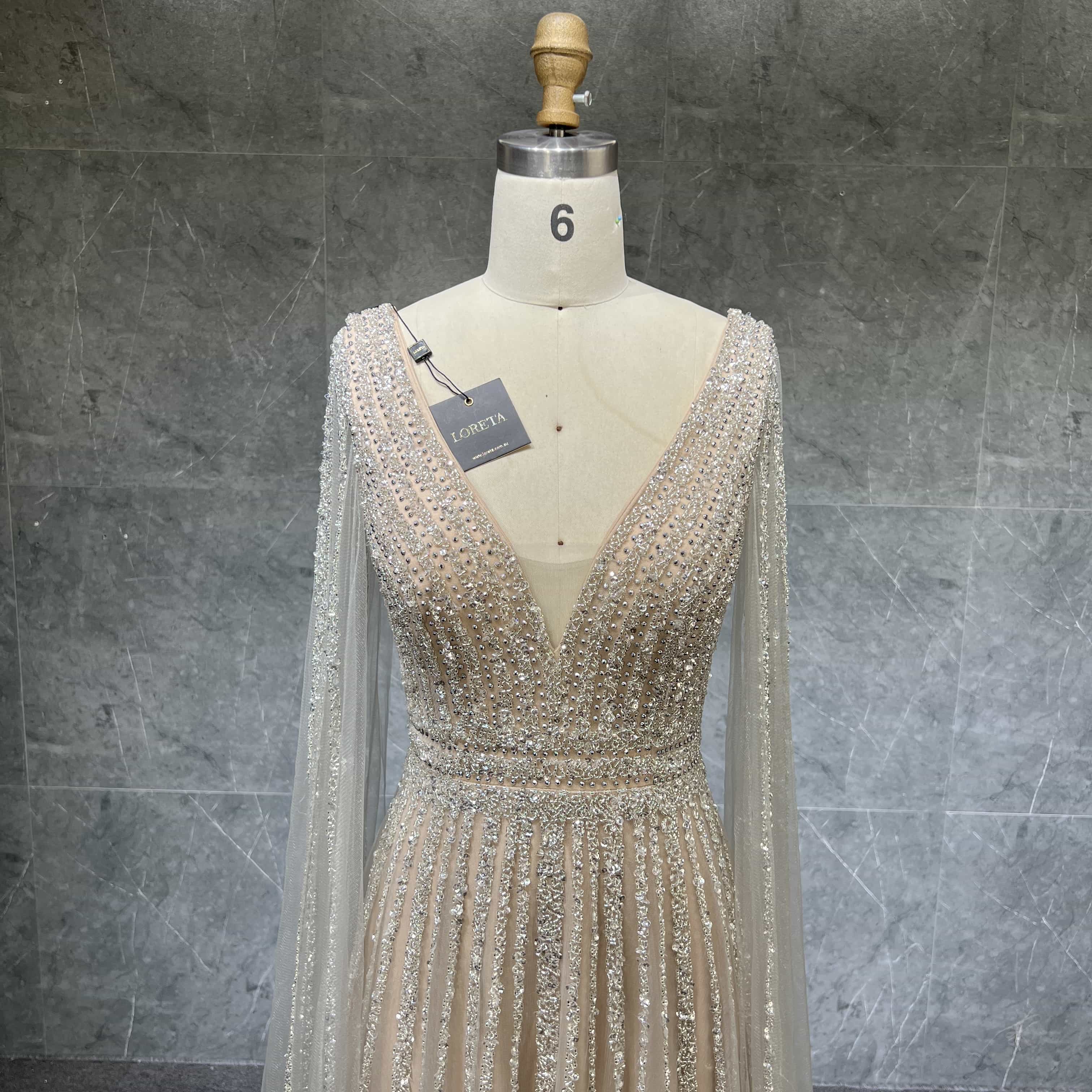  Cape Sleeves Silver Evening Gown、mySite、merchandisen