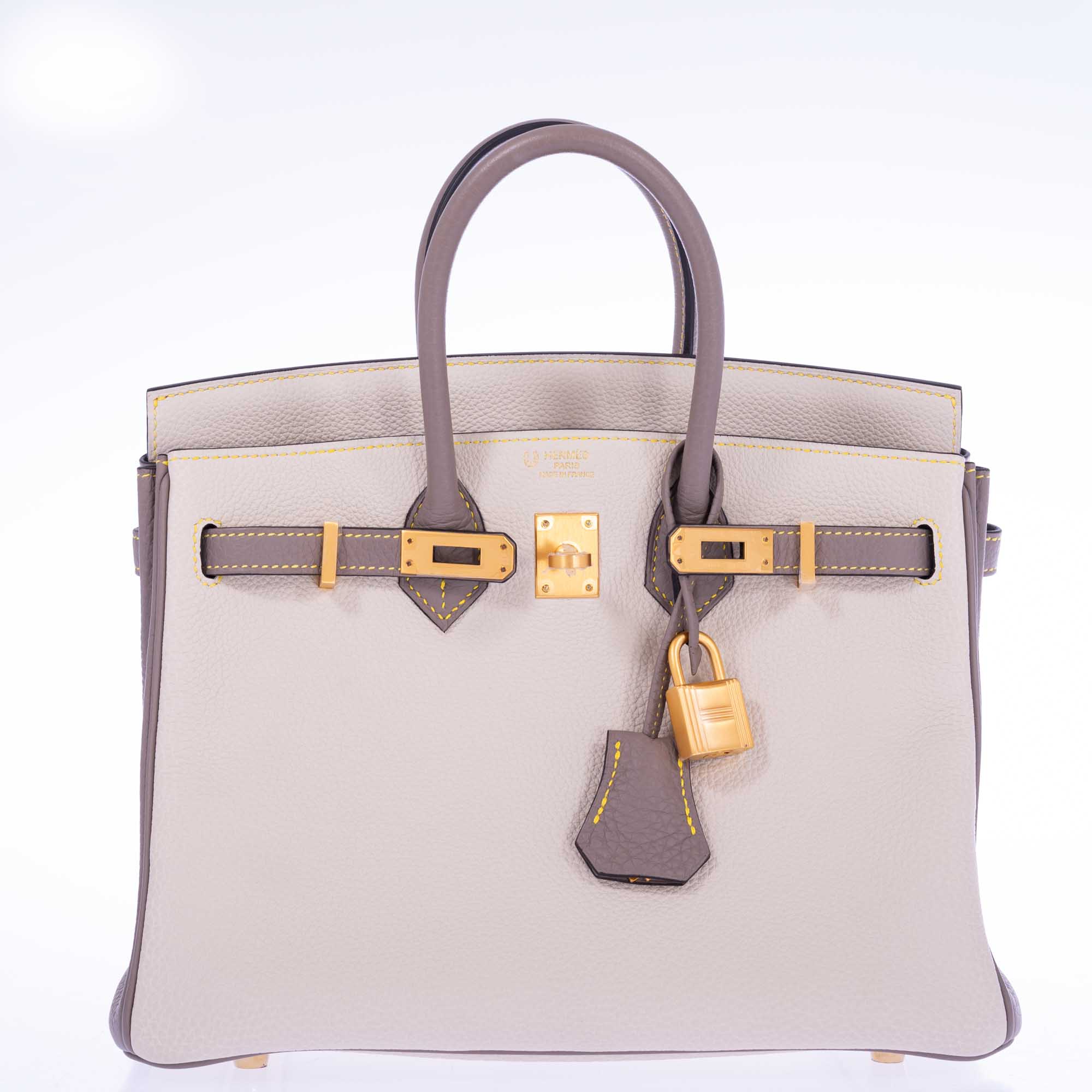 Hermès Birkin 25 HSS Craie, Gris Asphalt Togo, Yellow Stitching Gold Hardware、mySite、garminoutage.com