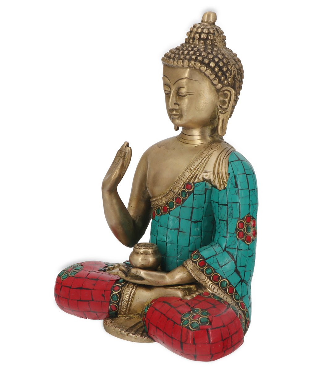 Buddha Statue with Colorful Detailing, Brass、mySite、topwebapps