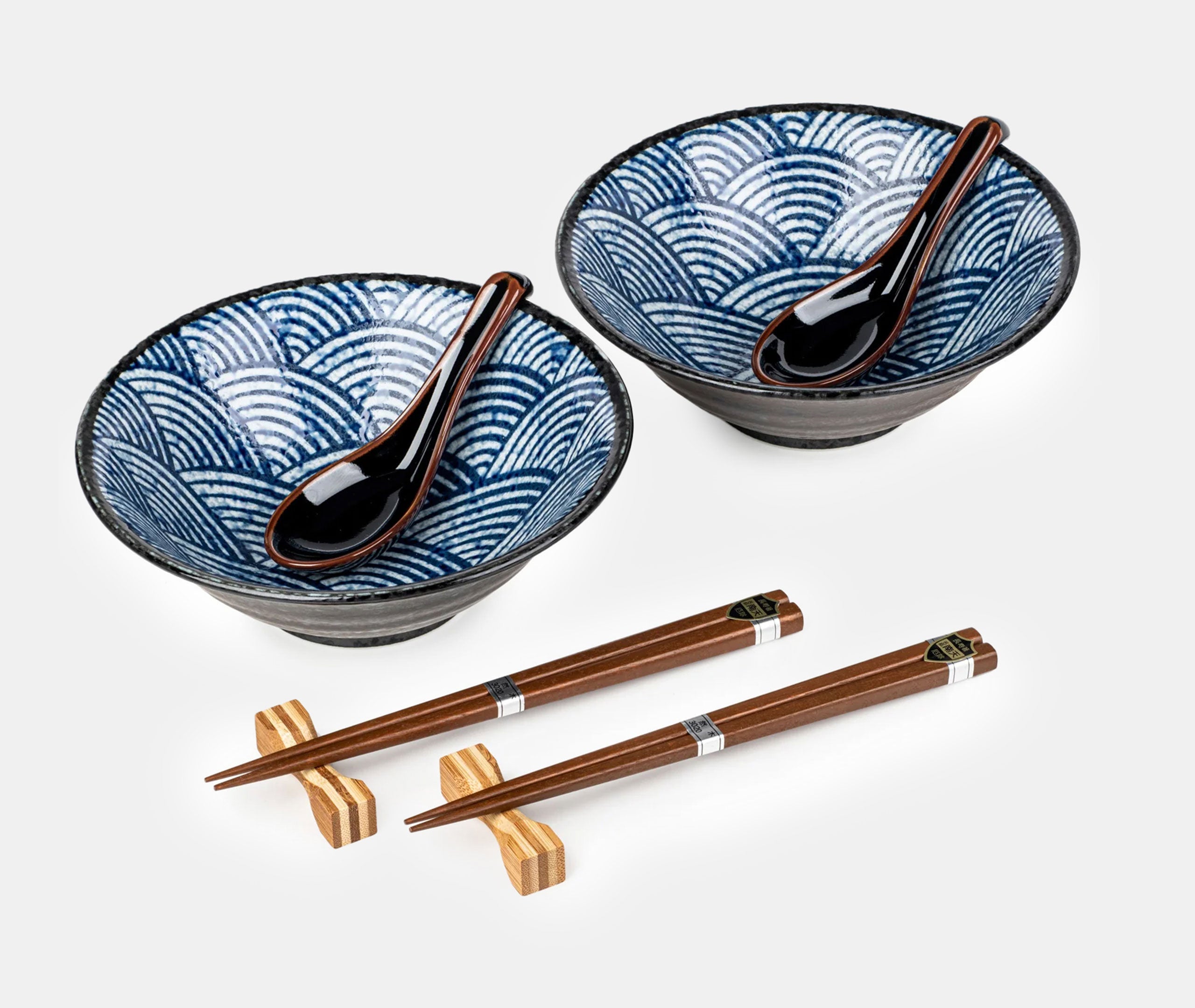 Japanese Noodle Bowl & Spoon Set - Seikaiha、mySite、topwebapps
