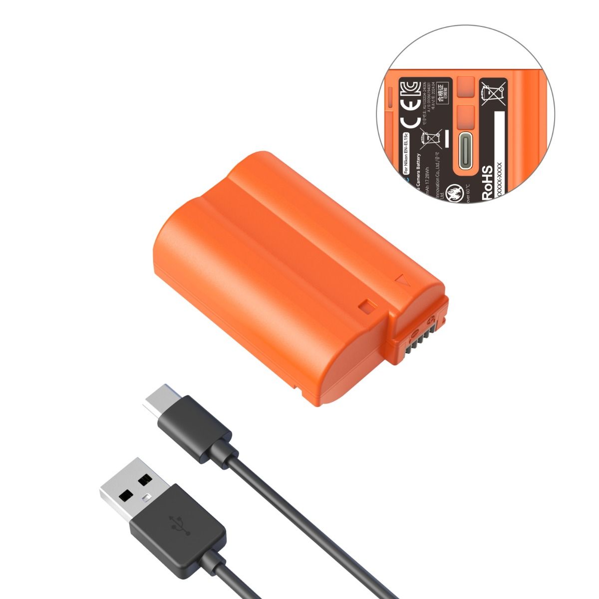 SmallRig EN-EL15c USB-C Rechargeable Camera Battery (Orange) 4966、mySite、camillekostekn