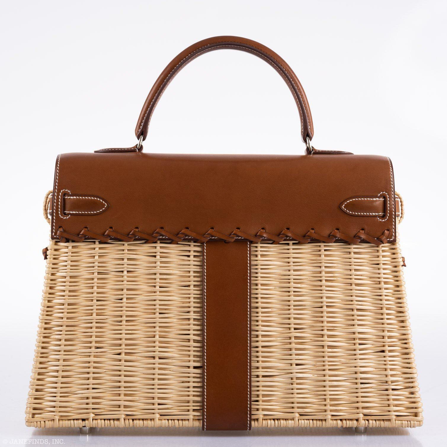 Hermès Kelly 35 Picnic, Wicker & Barenia leather Palladium Hardware、mySite、garminoutage.com