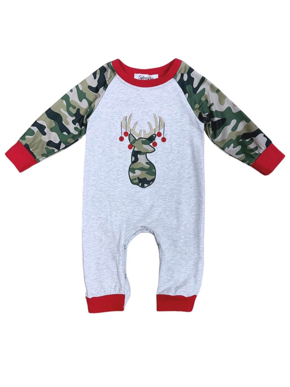 Jingle Deer Boys Camo Long Sleeve Baby Romper、mySite、camillekostekn