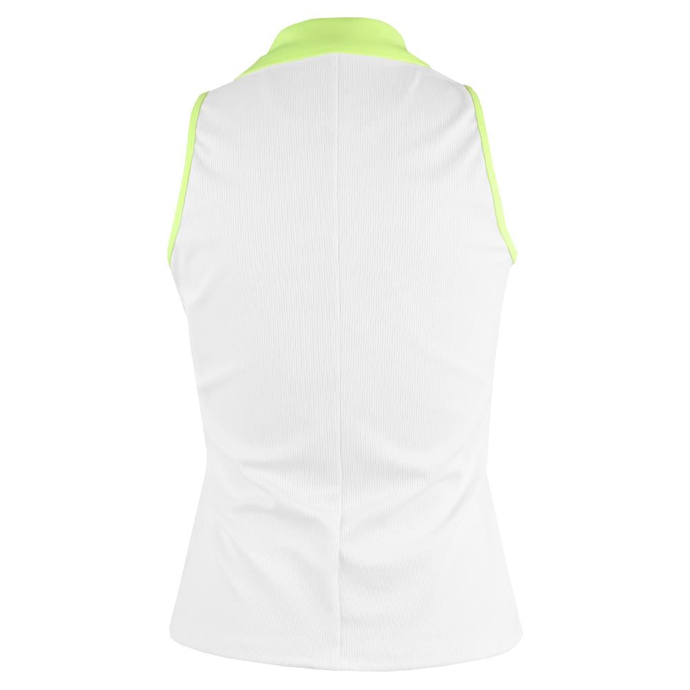 Lucky in Love Women's Electric Toile At Ease Sleeveless Polo - White/Lemon、mySite、neckold