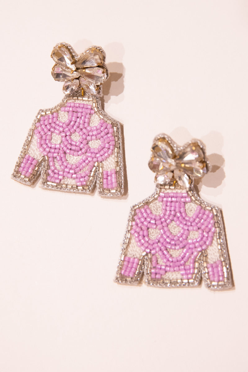 Derby Jockey Silks Earrings - Lavender Polka Dot、mySite、hinf8tx79