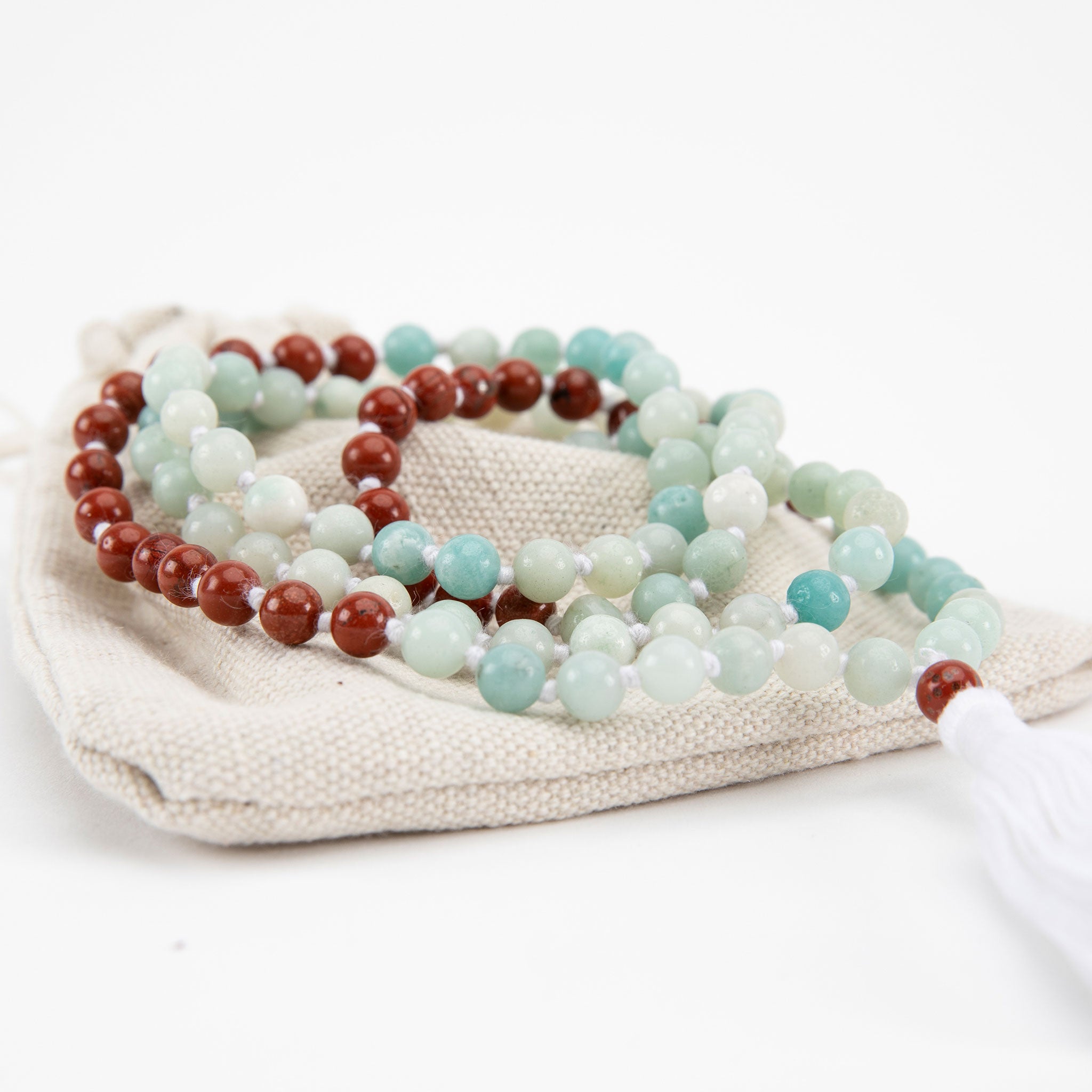 Handmade Prayer Beads: Red Jasper and Amazonite Mala、mySite、topwebapps