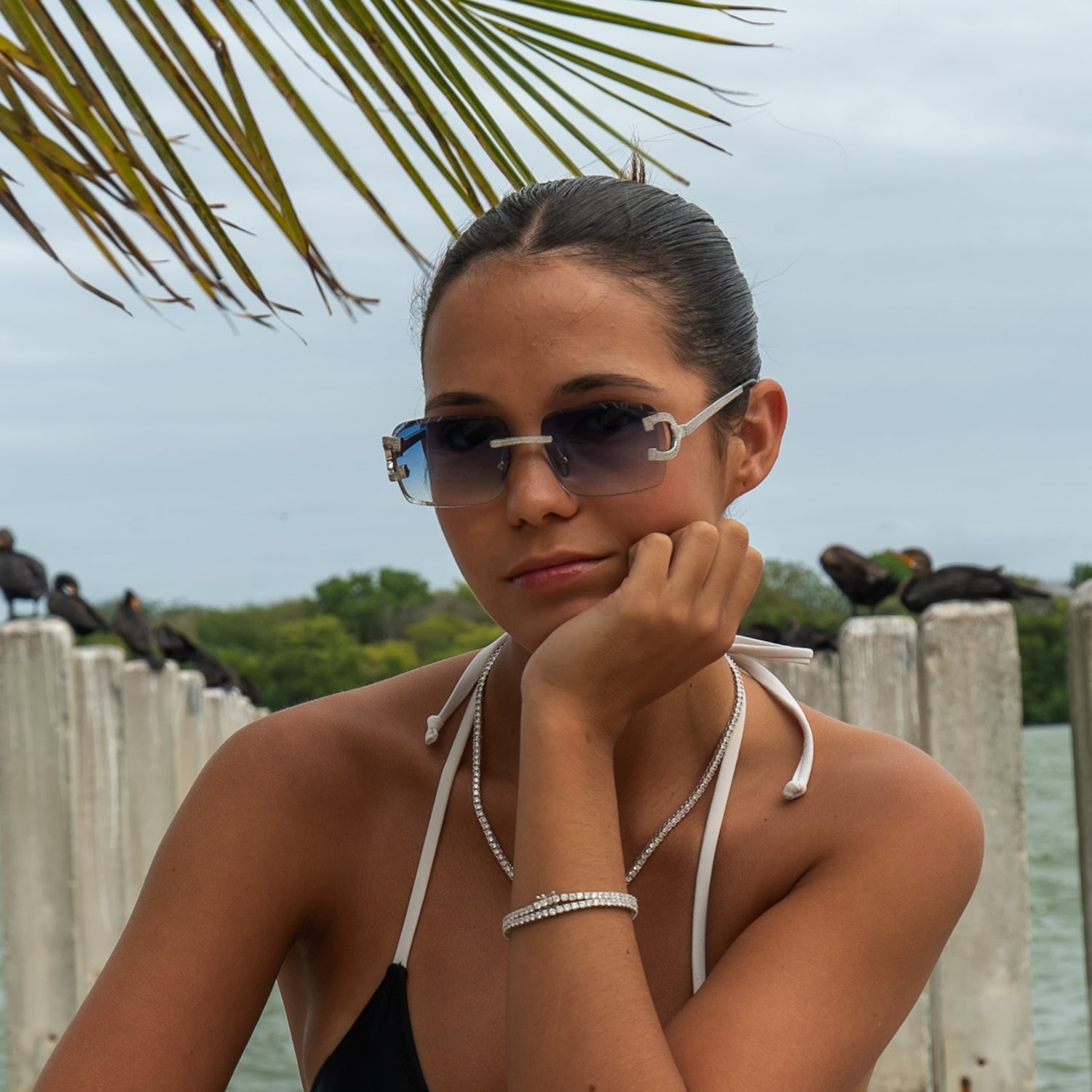 Moissanite Diamond Classic Sunglasses 14K Gold、mySite、hinf8tx79