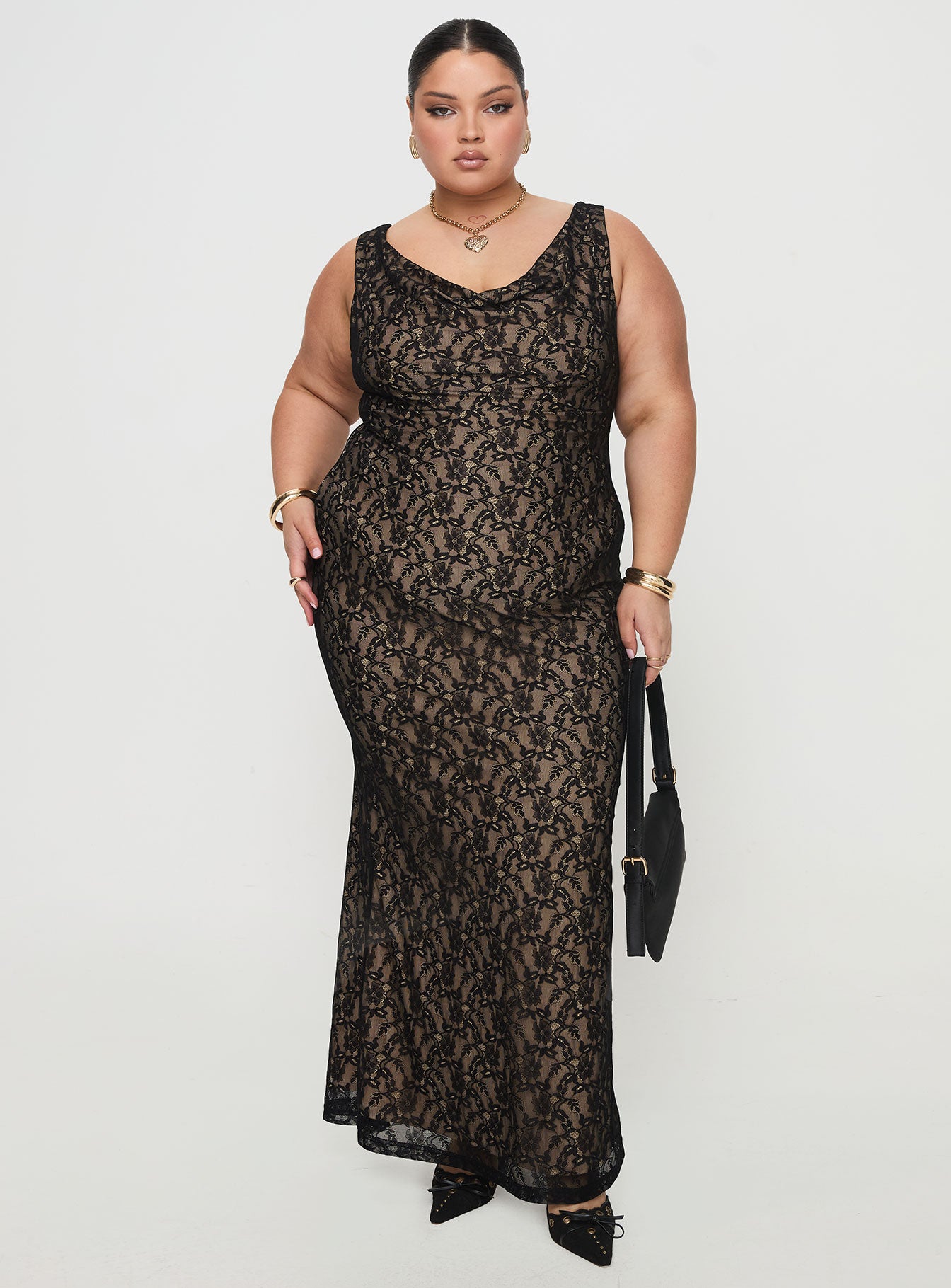 Romani Lace Maxi Dress Black Curve、mySite、solidvoid
