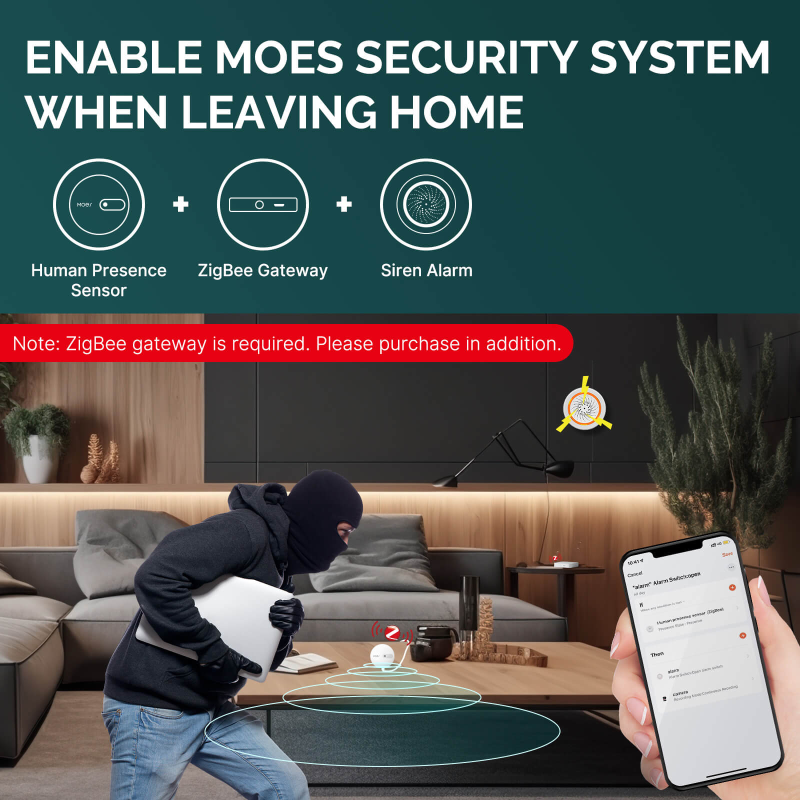 MOES ZigBee Human Presence Sensor Detector Radar Wave Detection Sensor for Home Security、mySite、fannypackpong